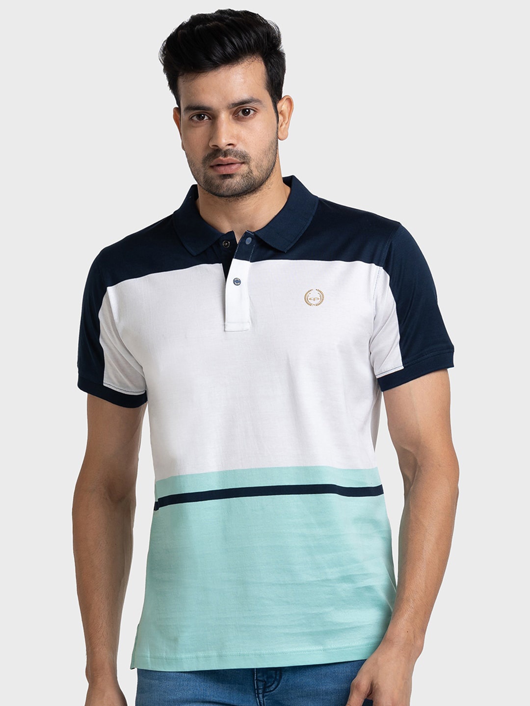 

ColorPlus Men Colourblocked Polo Collar Pockets T-shirt, Blue
