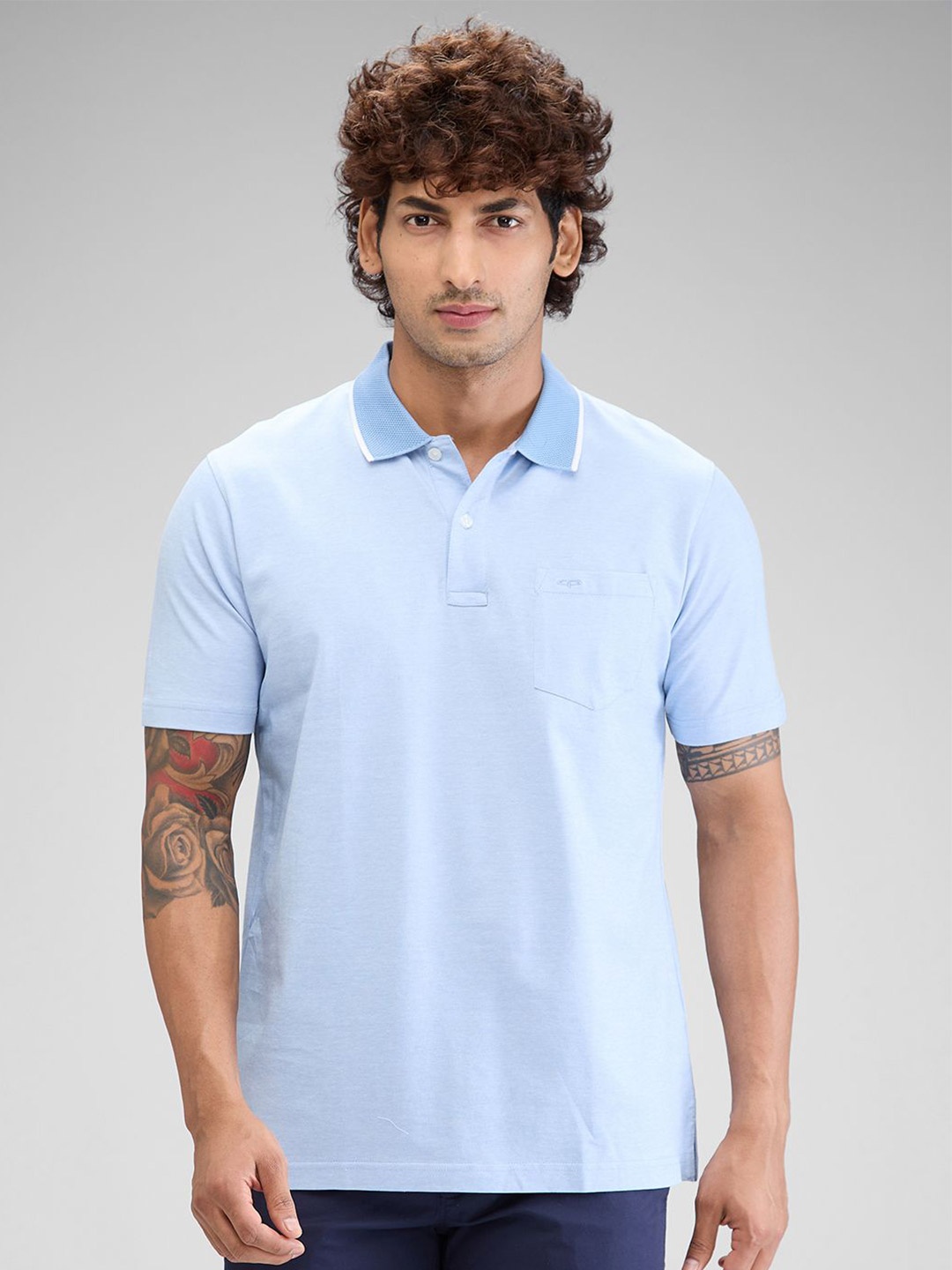 

ColorPlus Men Polo Collar Pockets T-shirt, Blue