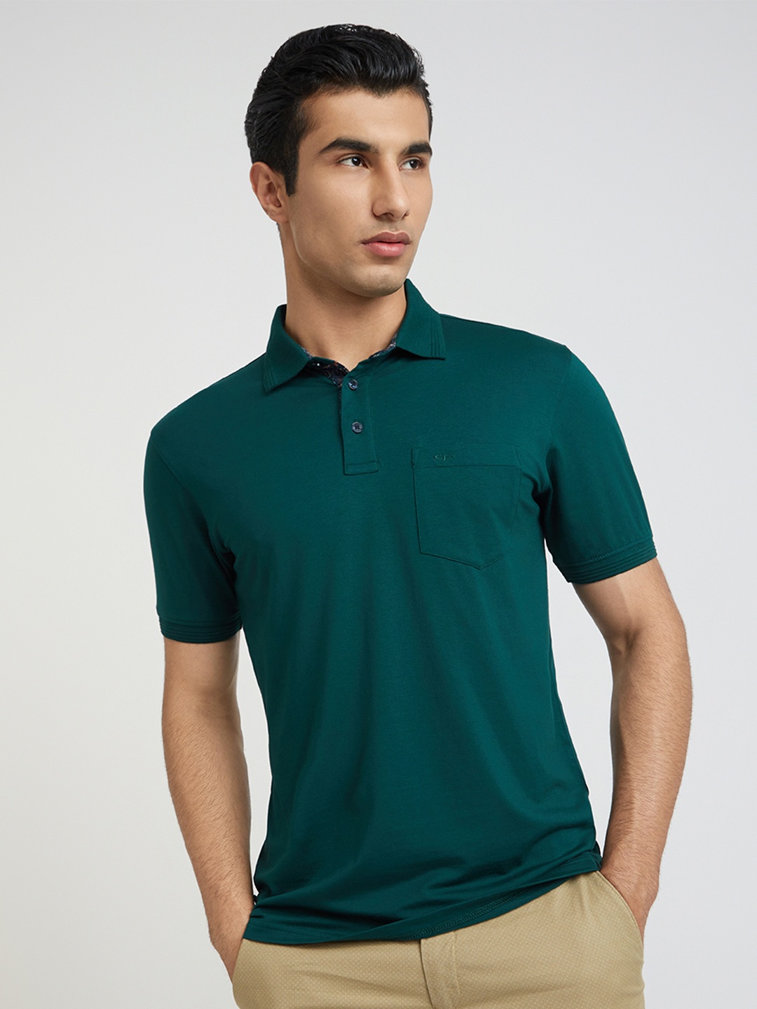 

ColorPlus Men Polo Collar Pockets T-shirt, Green