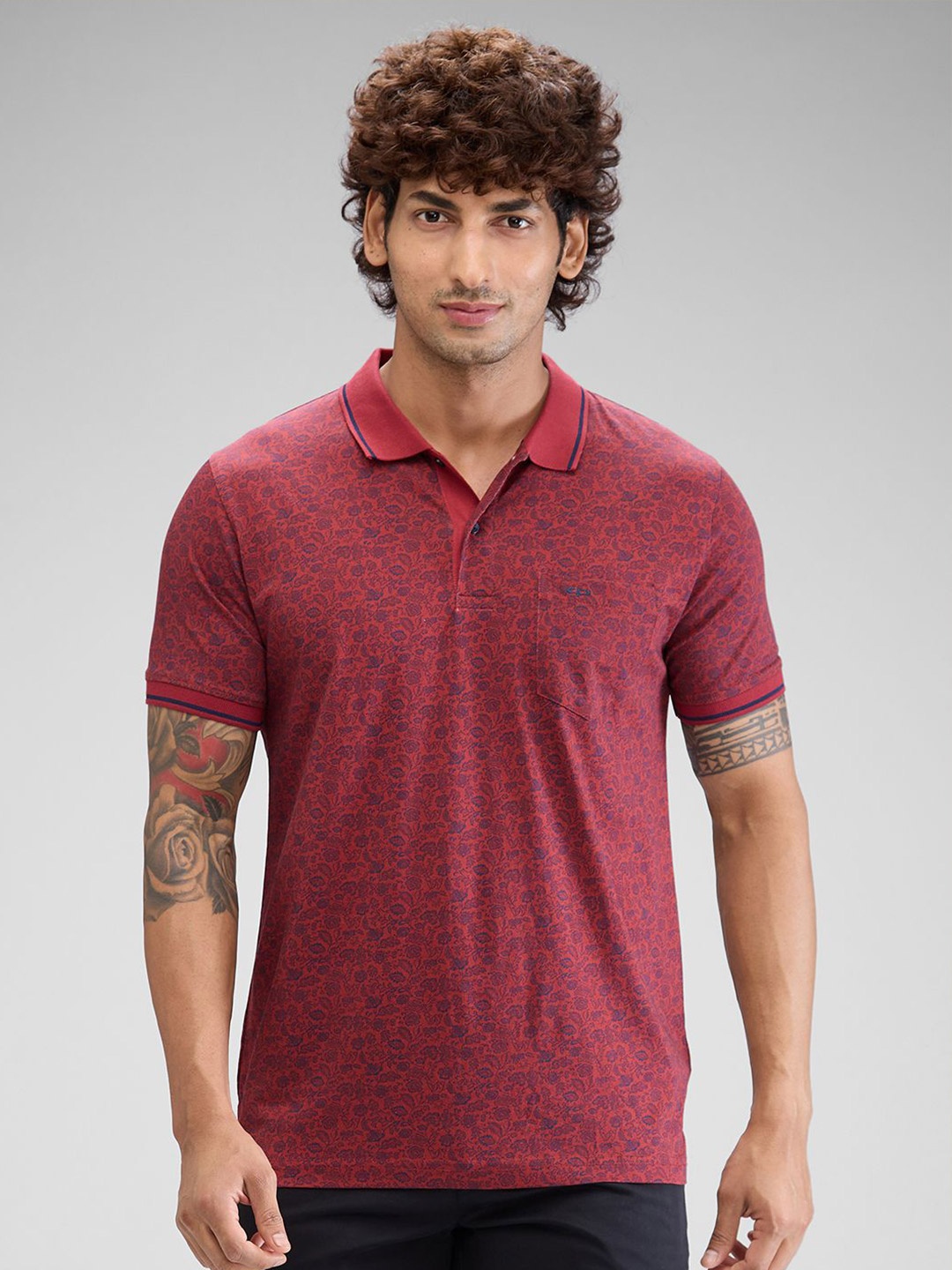 

ColorPlus Men Polo Collar Pockets T-shirt, Red