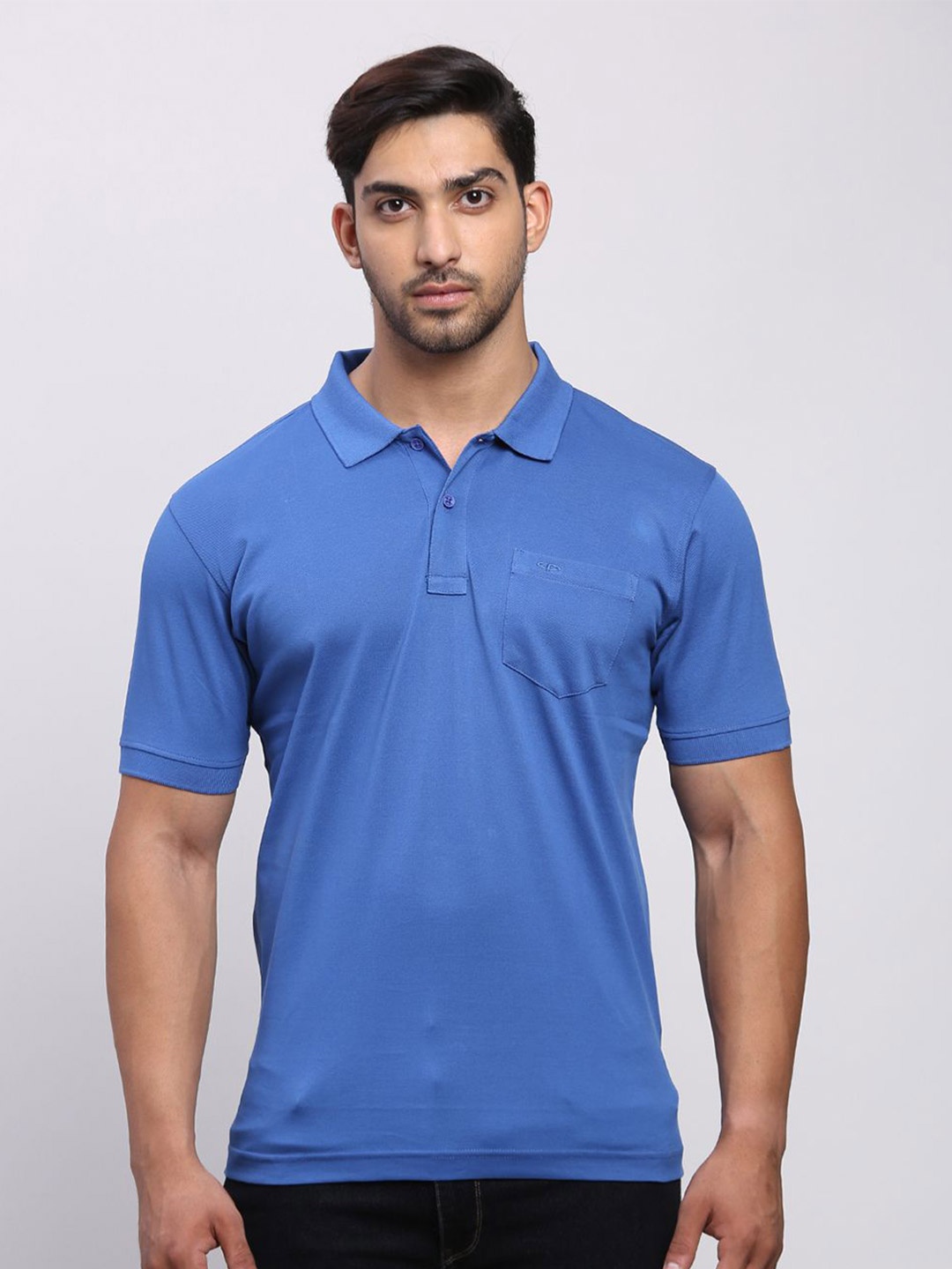 

ColorPlus Men Polo Collar T-shirt, Blue
