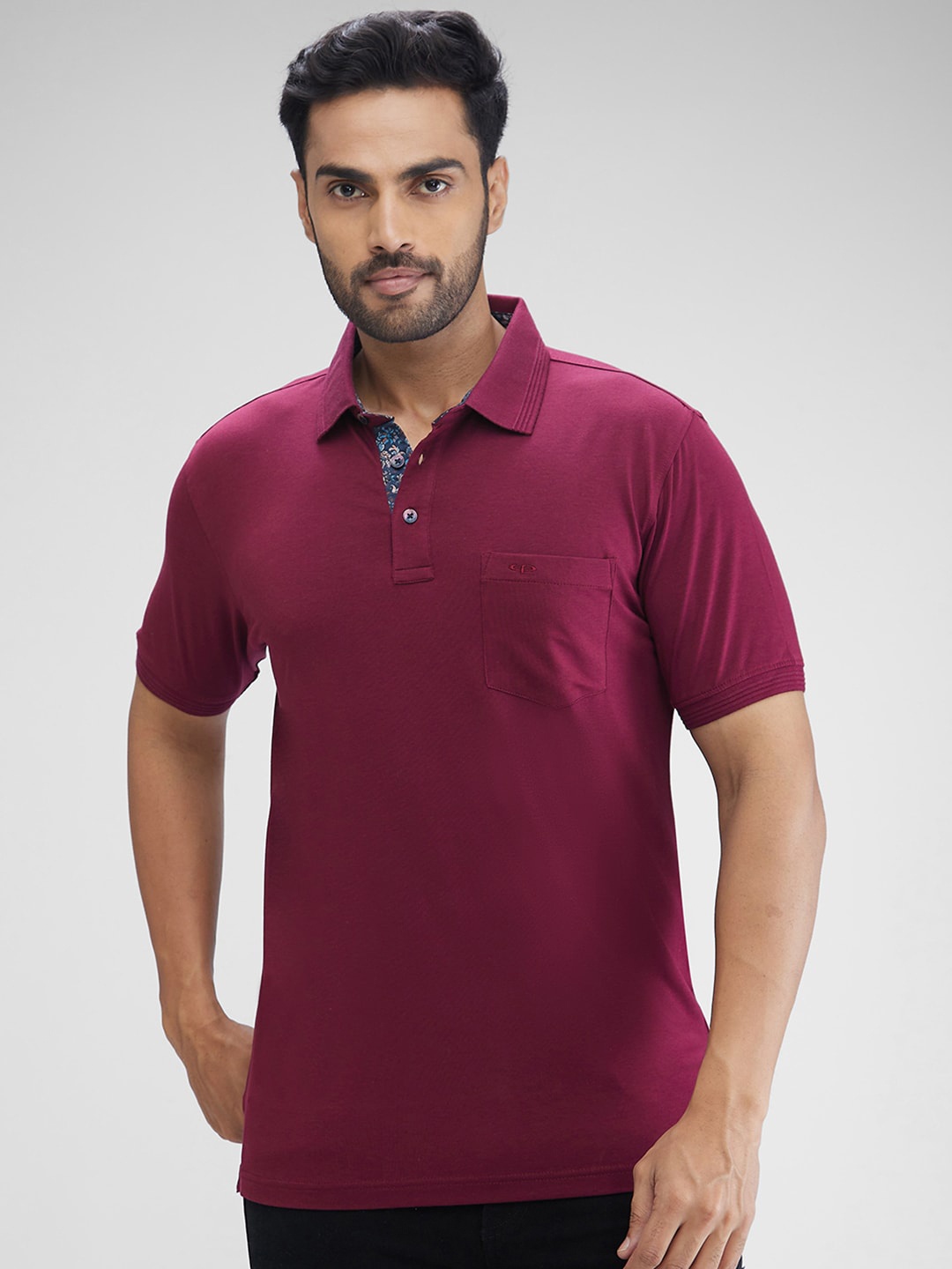 

ColorPlus Men Polo Collar Pockets T-shirt, Maroon