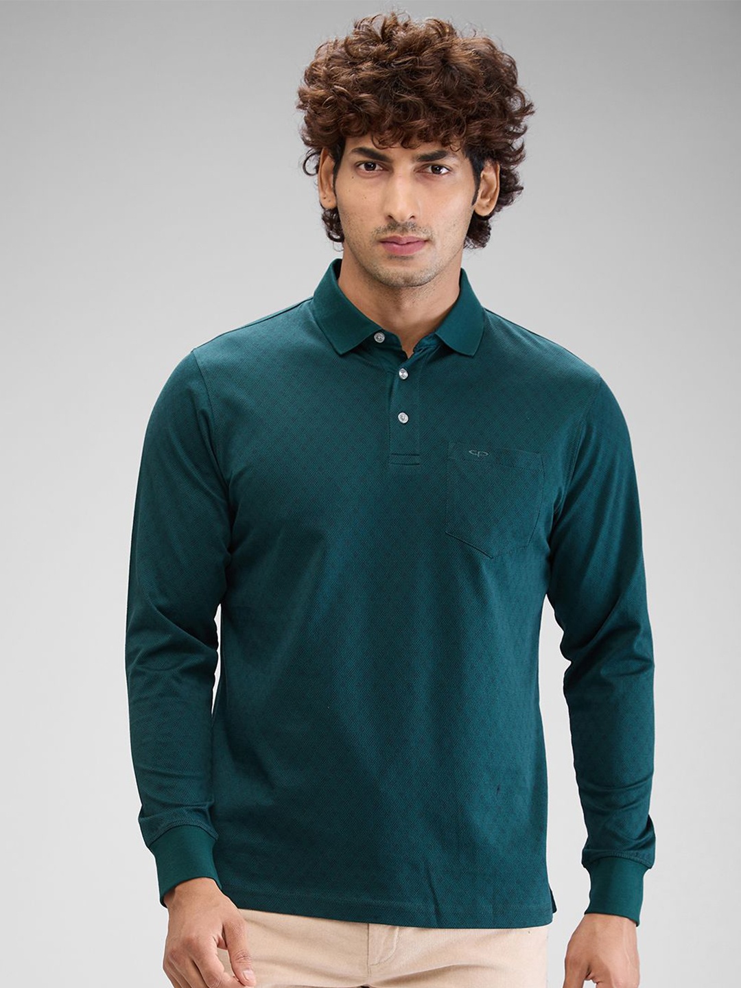 

ColorPlus Men Polo Collar Applique T-shirt, Green