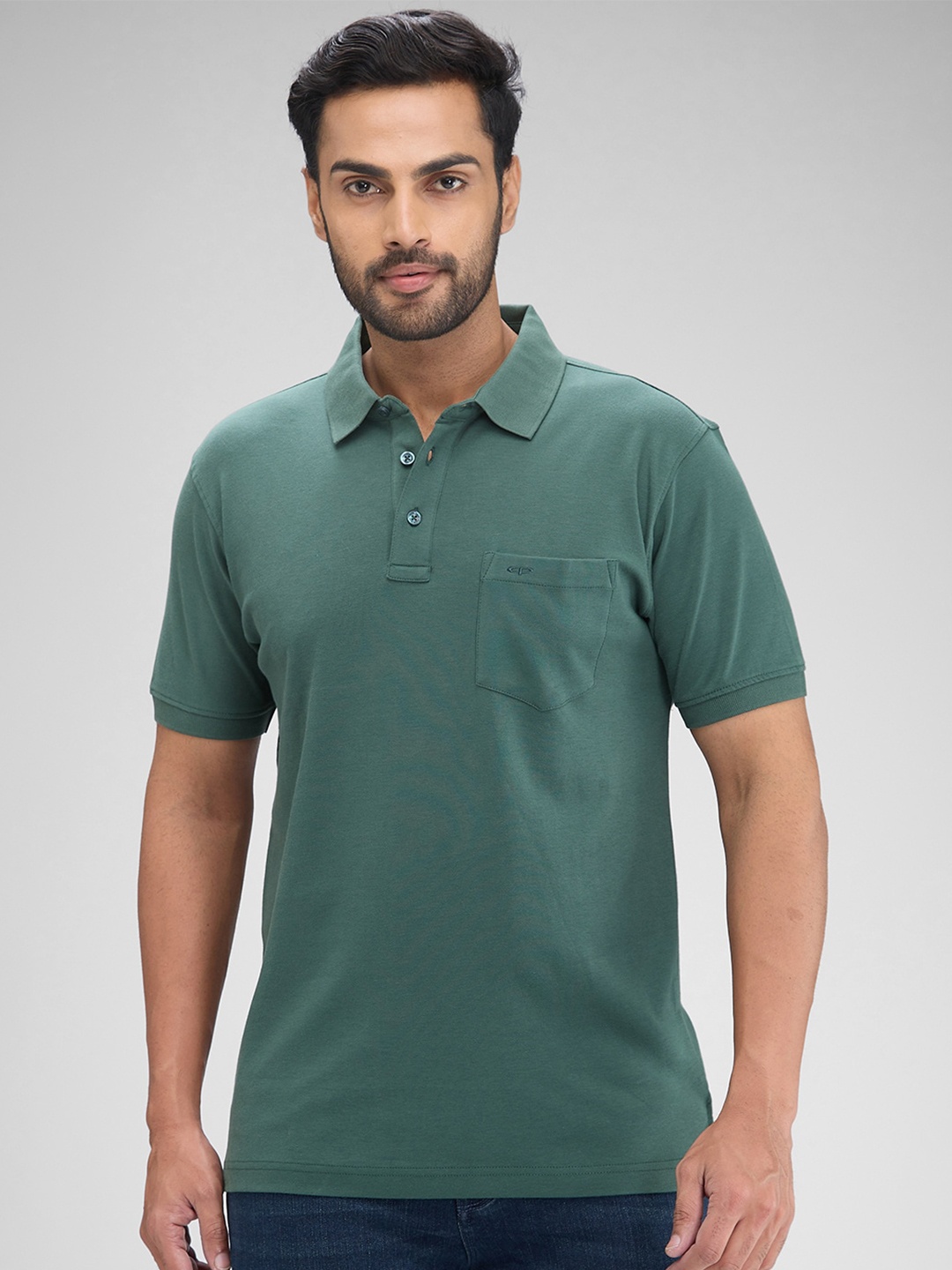 

ColorPlus Men Polo Collar Pockets T-shirt, Green
