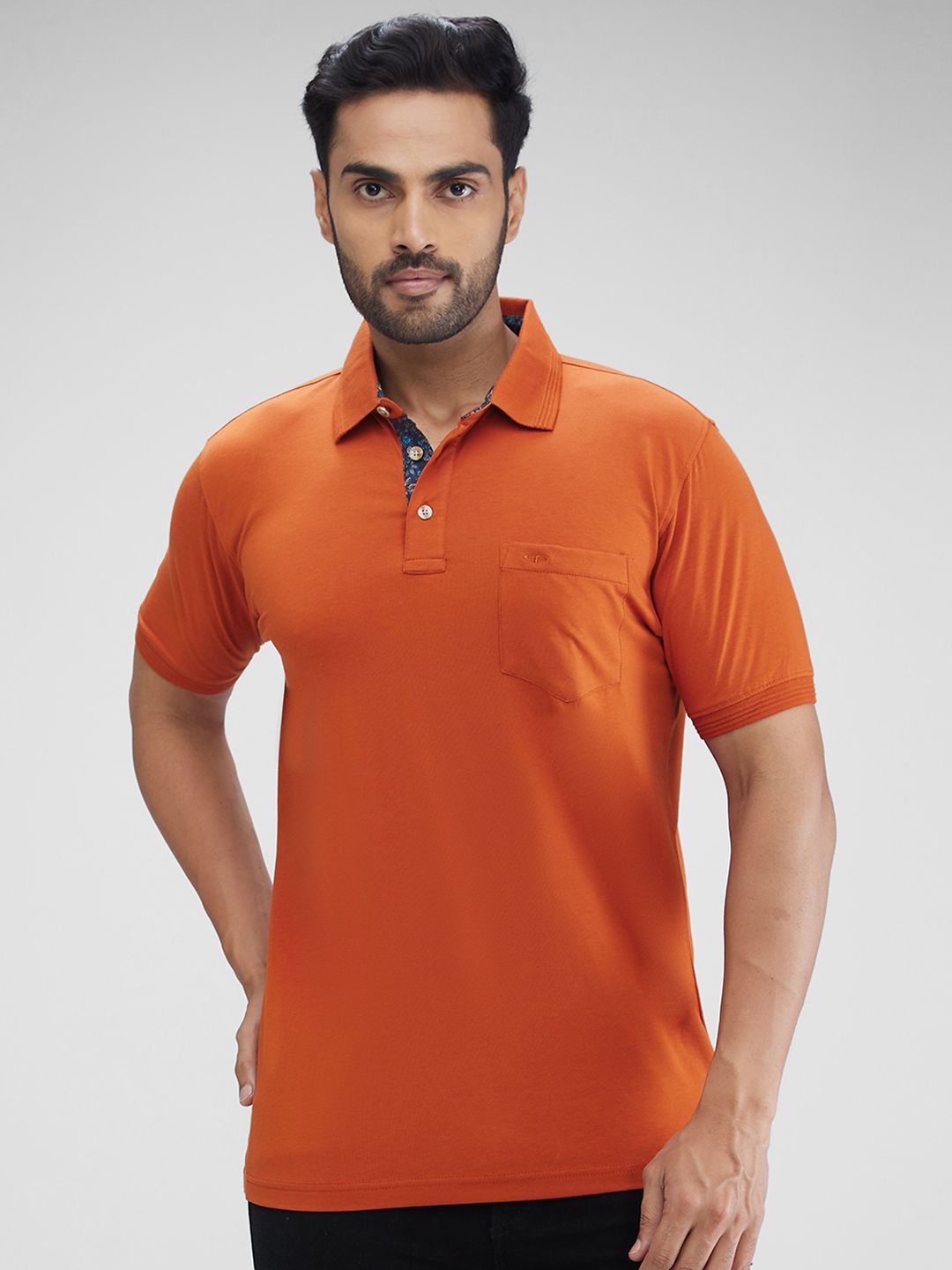 

ColorPlus Men Polo Collar Pockets T-shirt, Orange