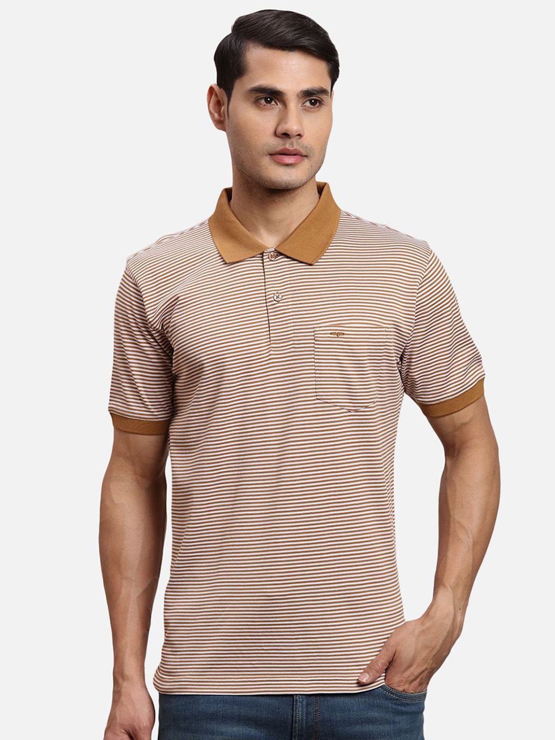 

ColorPlus Men Polo Collar Pockets T-shirt, Brown