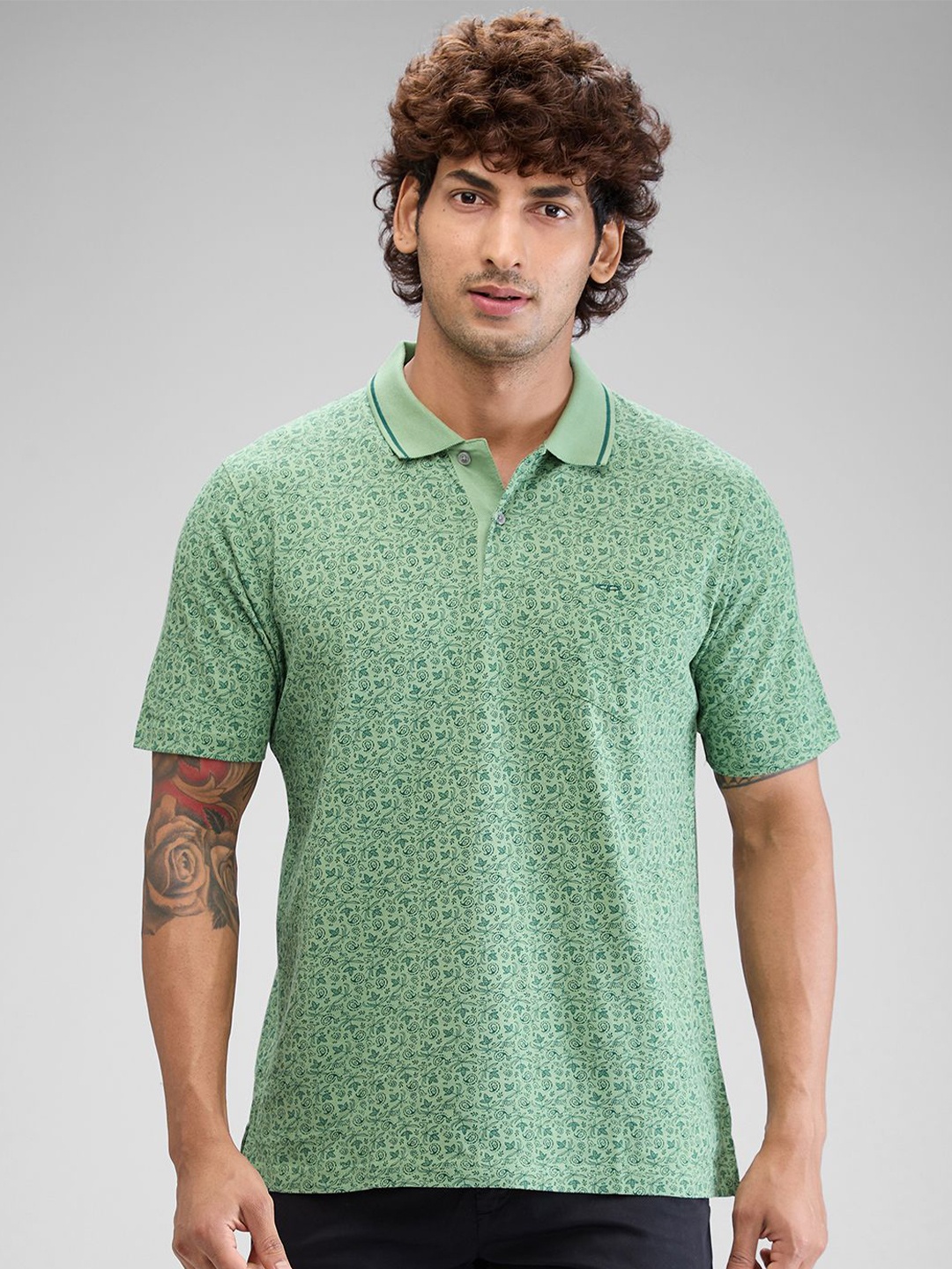 

ColorPlus Men Polo Collar Pockets T-shirt, Green