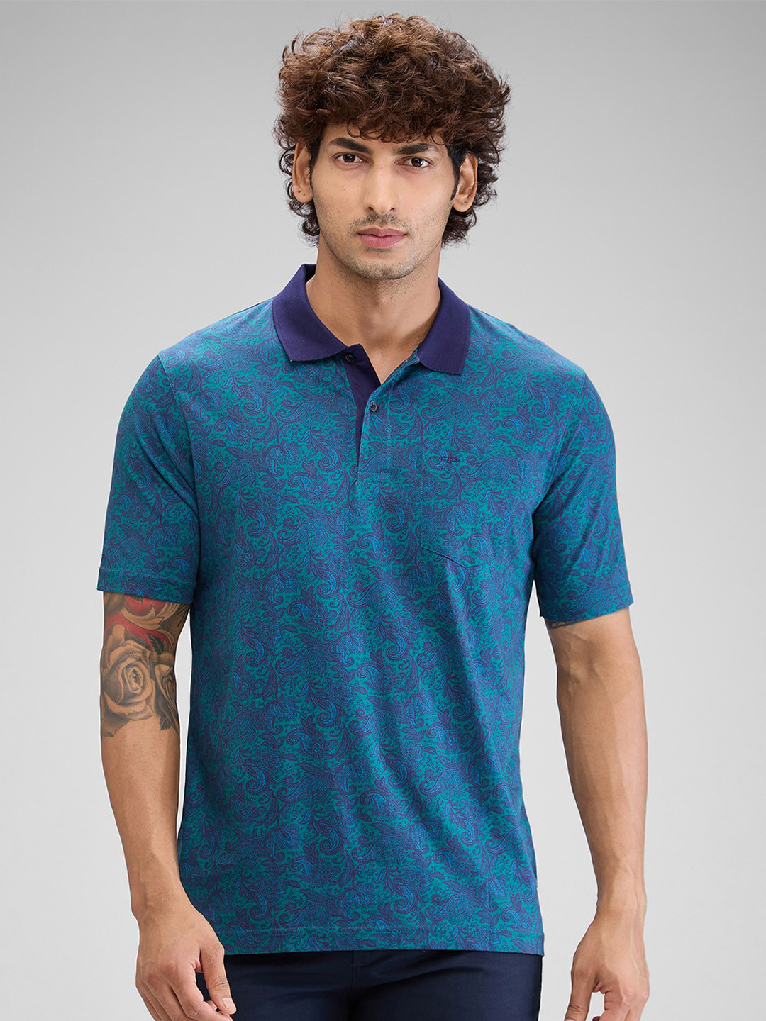

ColorPlus Men Polo Collar Pockets T-shirt, Blue
