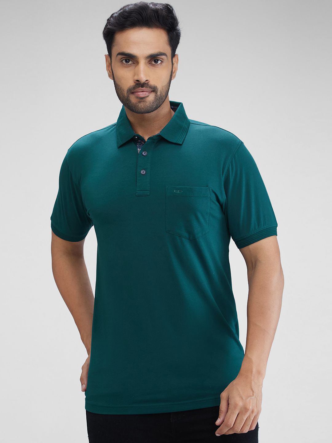 

ColorPlus Men Polo Collar Pockets T-shirt, Green