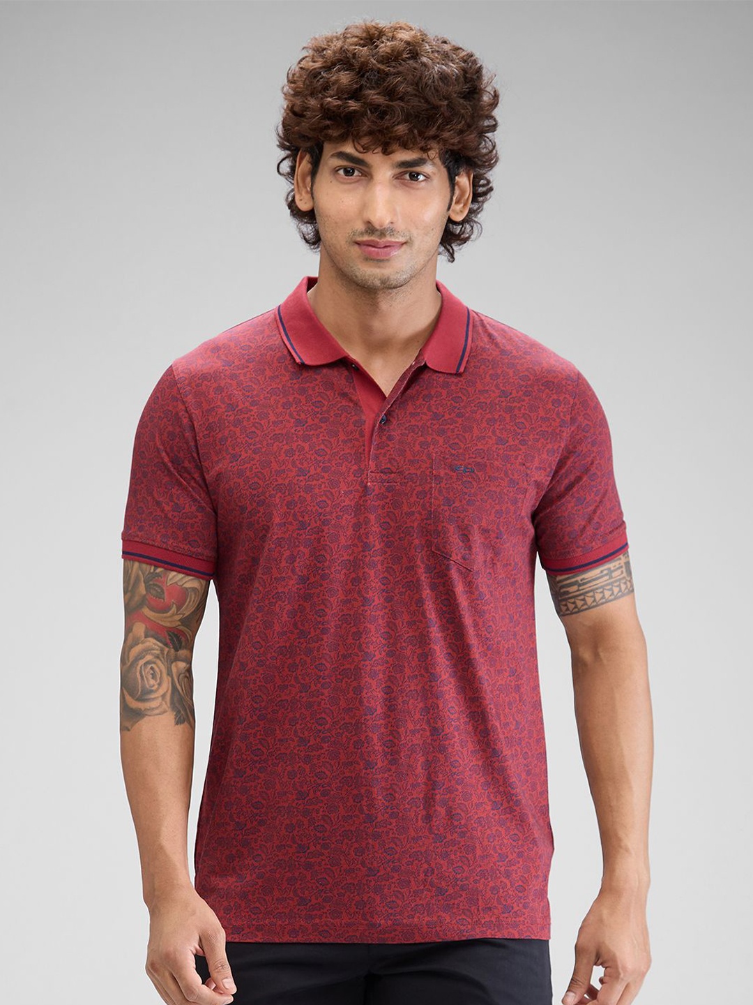 

ColorPlus Men Polo Collar Pockets T-shirt, Red