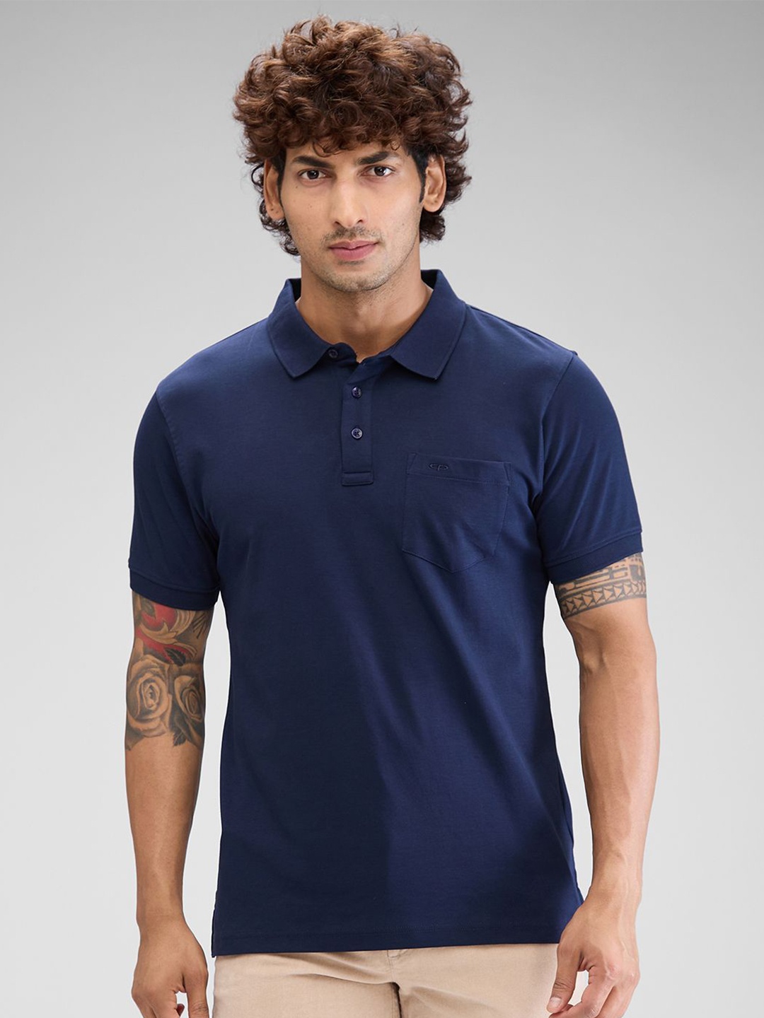 

ColorPlus Men Polo Collar T-shirt, Blue