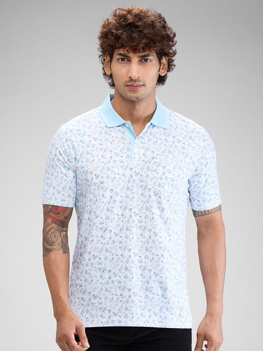 

ColorPlus Men Printed Polo Collar Pockets T-shirt, Blue