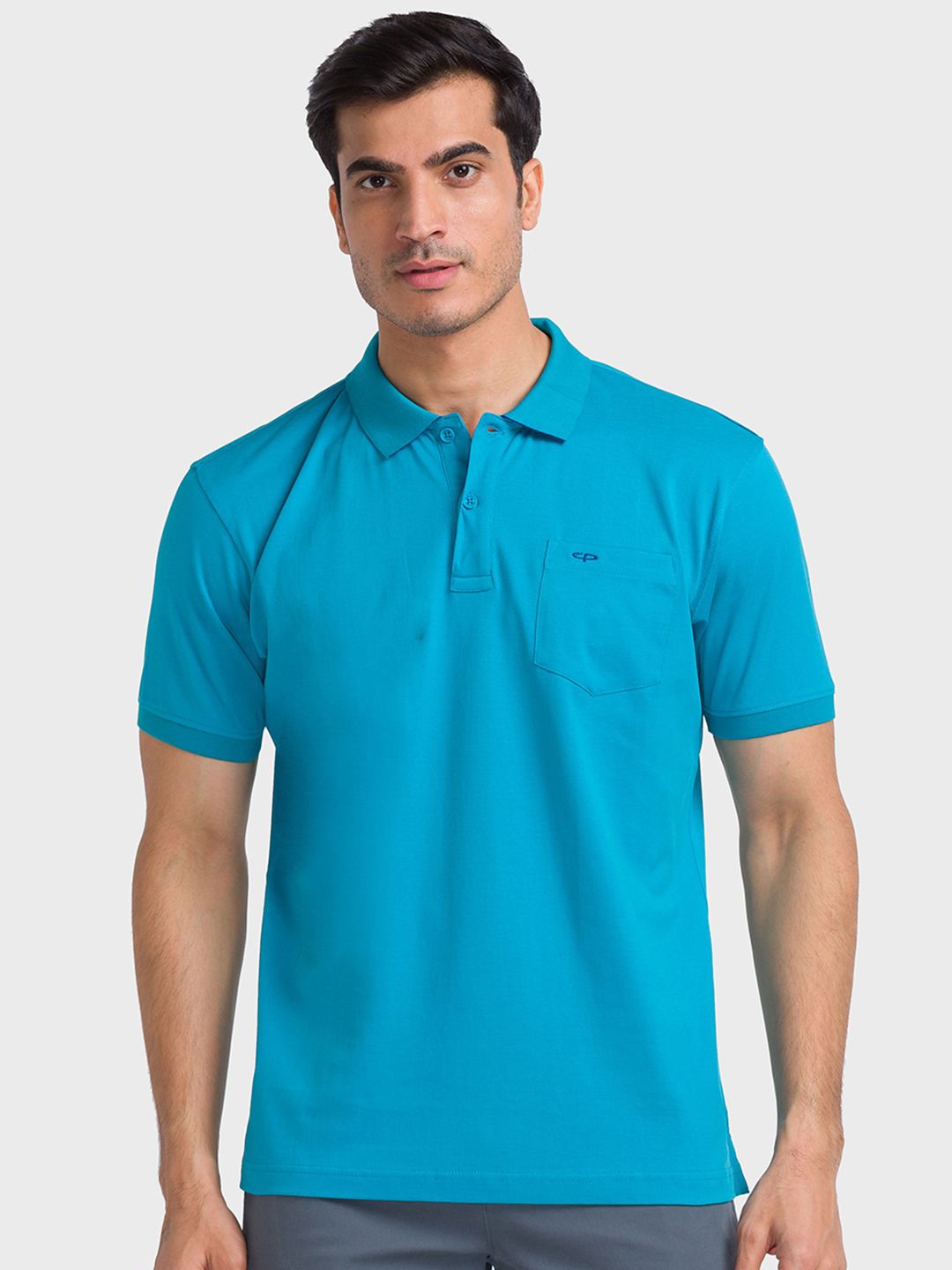 ColorPlus Men Polo Collar Pockets T-shirt, Blue