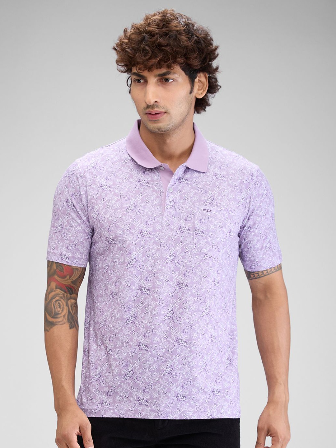 

ColorPlus Men Polo Collar T-shirt, Violet