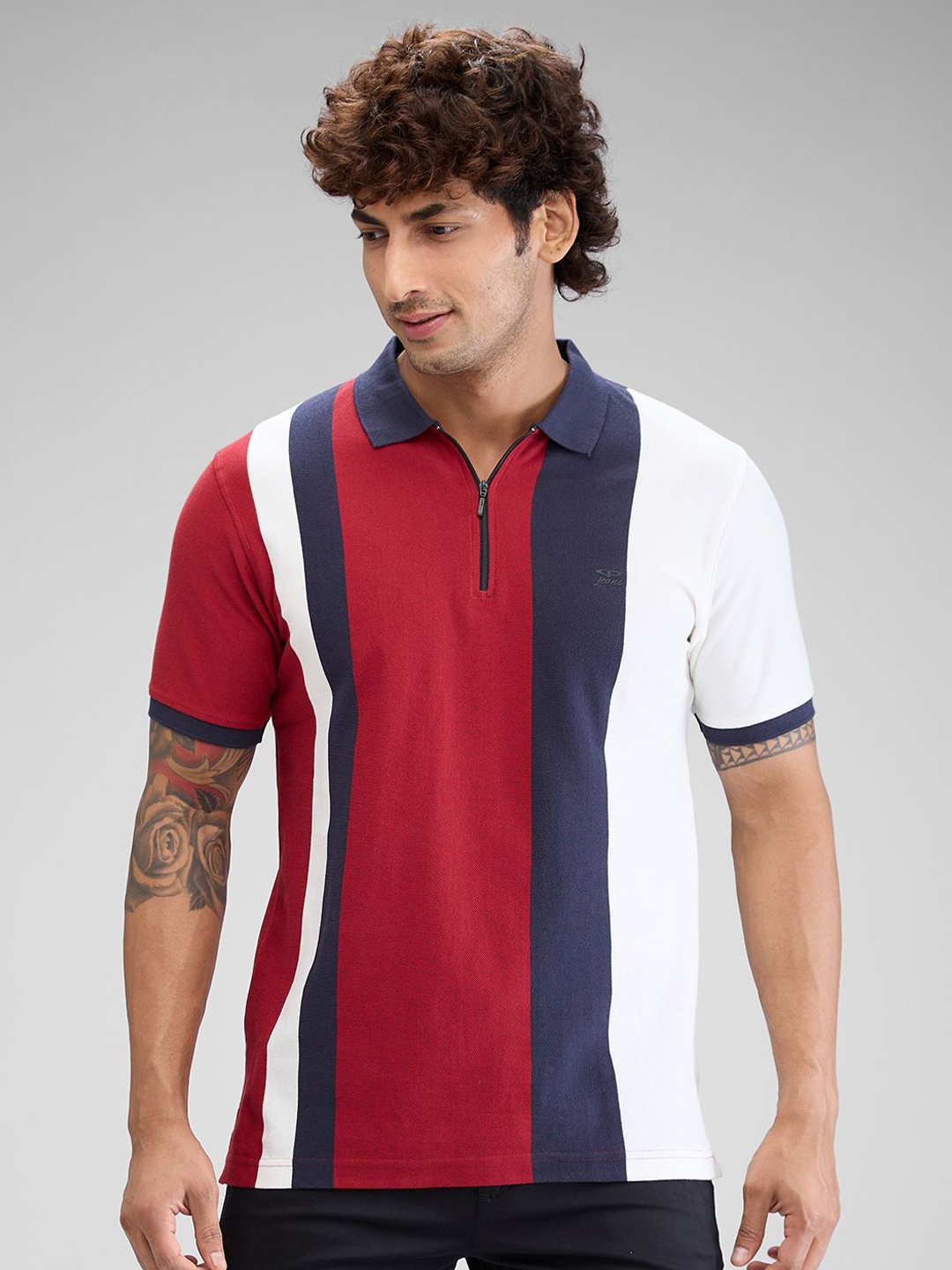 

ColorPlus Men Colourblocked Polo Collar Pockets T-shirt, Red