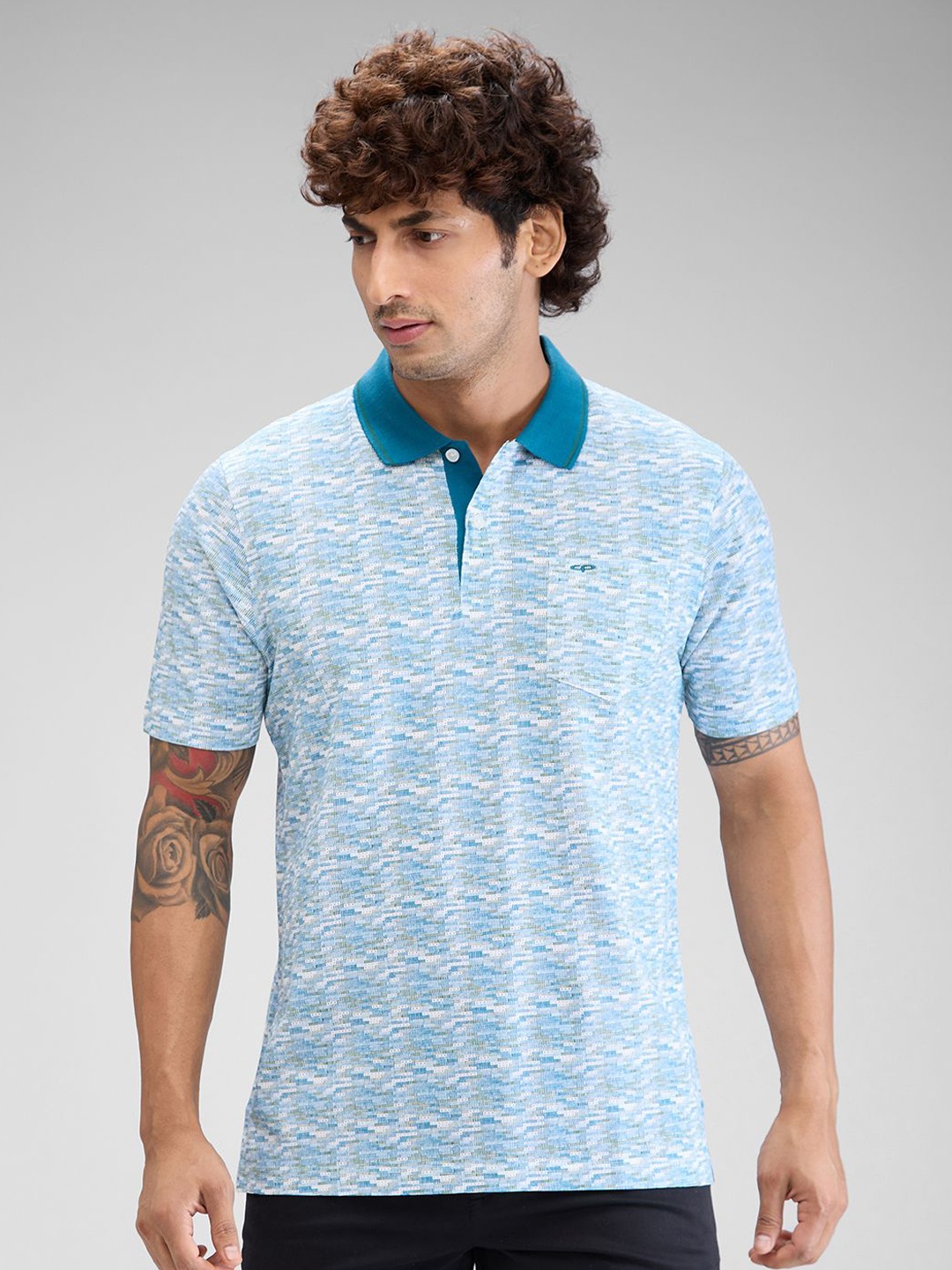 

ColorPlus Men Printed Polo Collar Pockets T-shirt, Blue