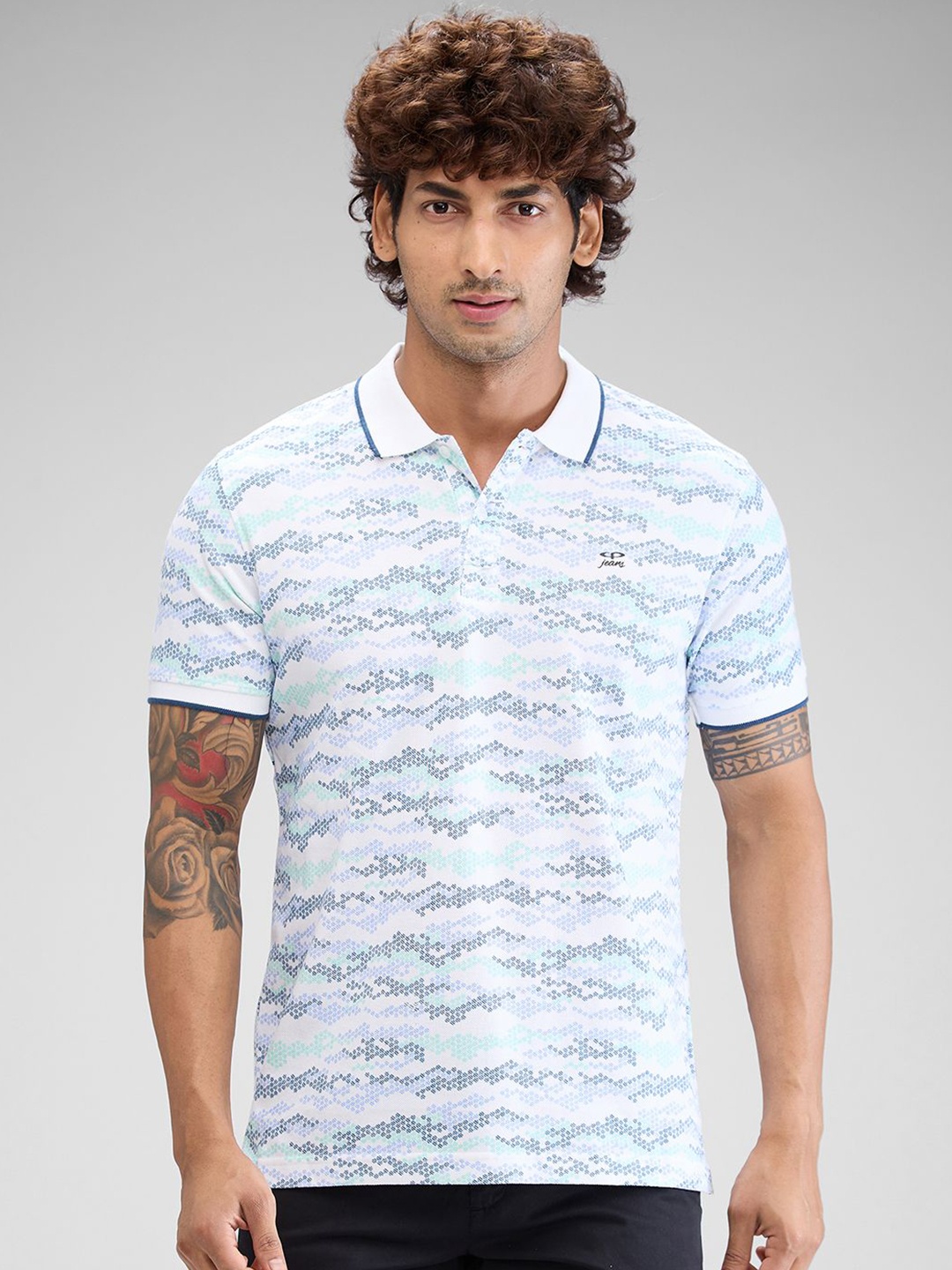 ColorPlus Men Polo Collar Pockets T-shirt, White