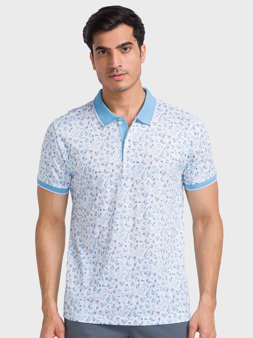 

ColorPlus Men Printed Polo Collar Pockets T-shirt, Blue