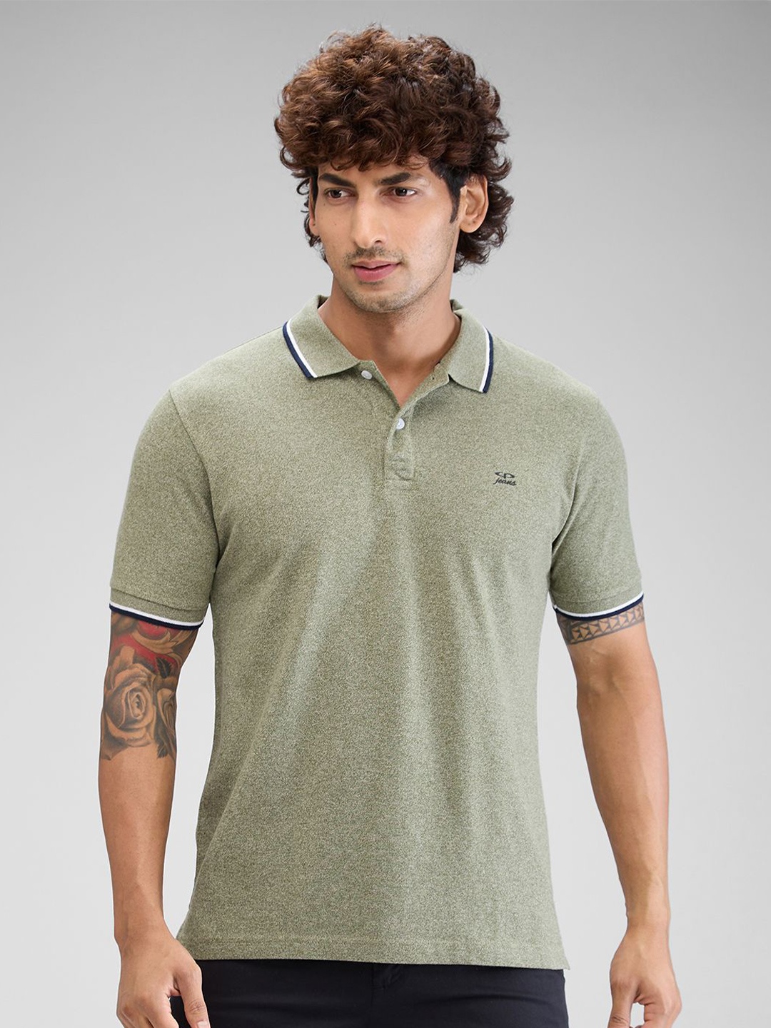 

ColorPlus Men Polo Collar T-shirt, Green