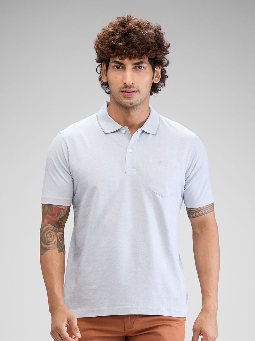 

ColorPlus Men Polo Collar Pockets T-shirt, Grey