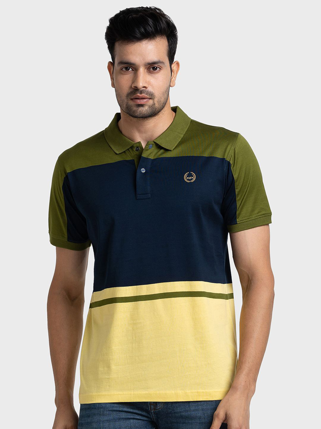 

ColorPlus Men Colourblocked Polo Collar Pockets T-shirt, Green