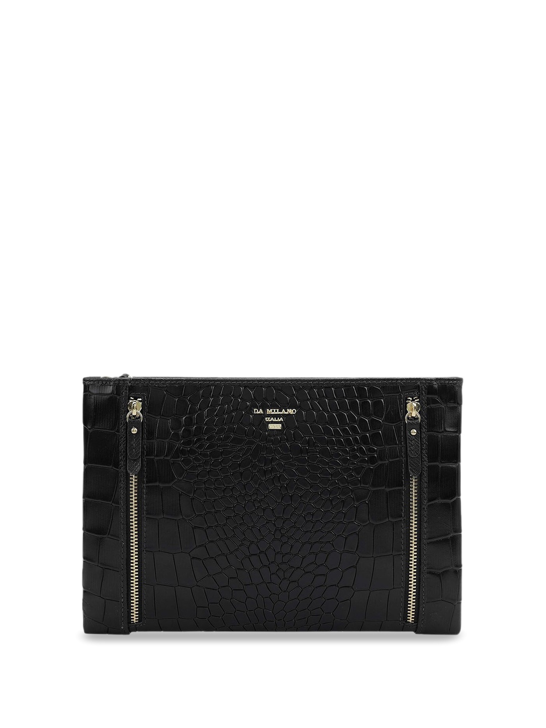 

Da Milano Textured Leather Structured Sling Bag, Black