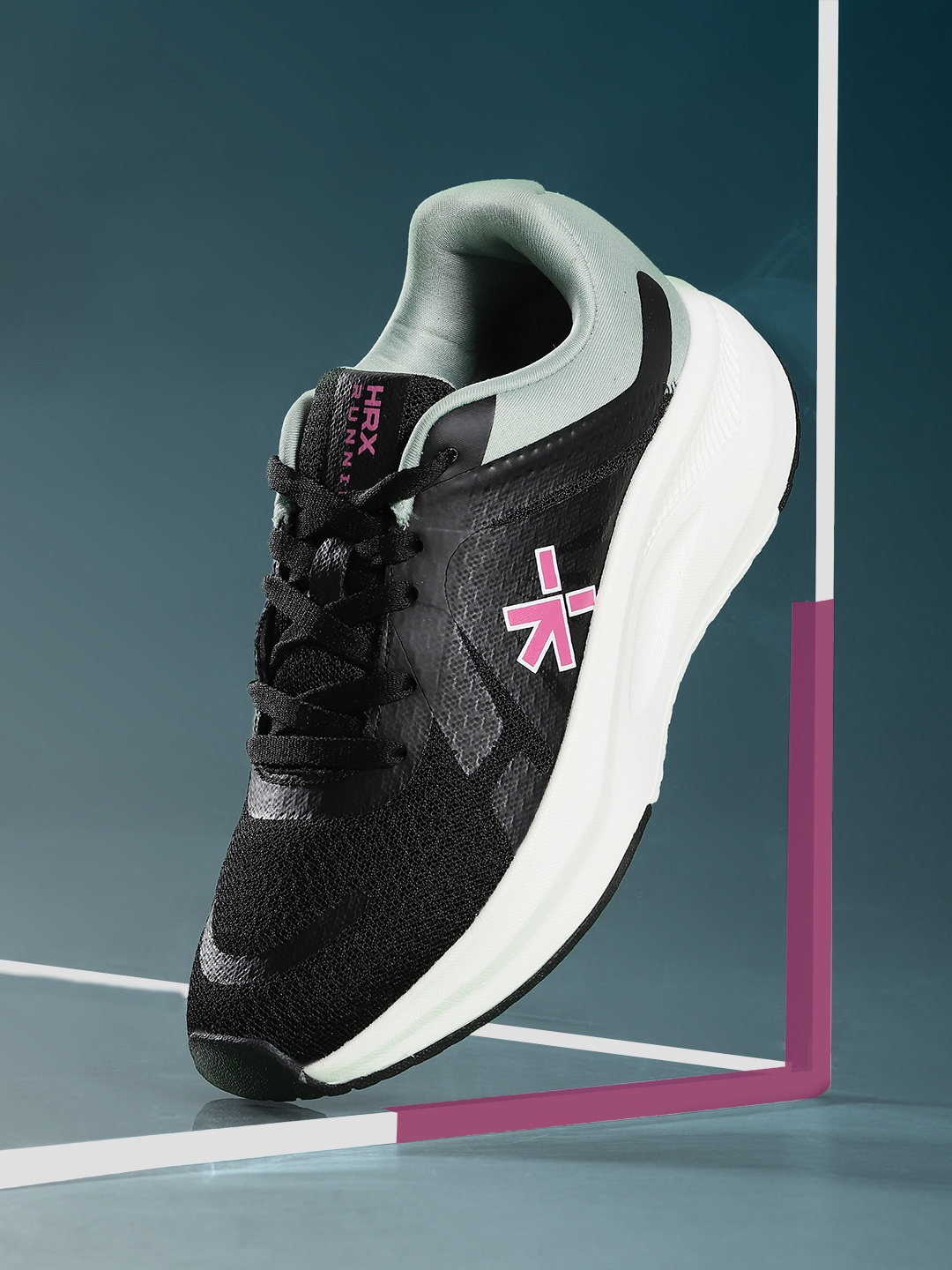 

HRX by Hrithik Roshan Women Woven Design Running Shoes, Black