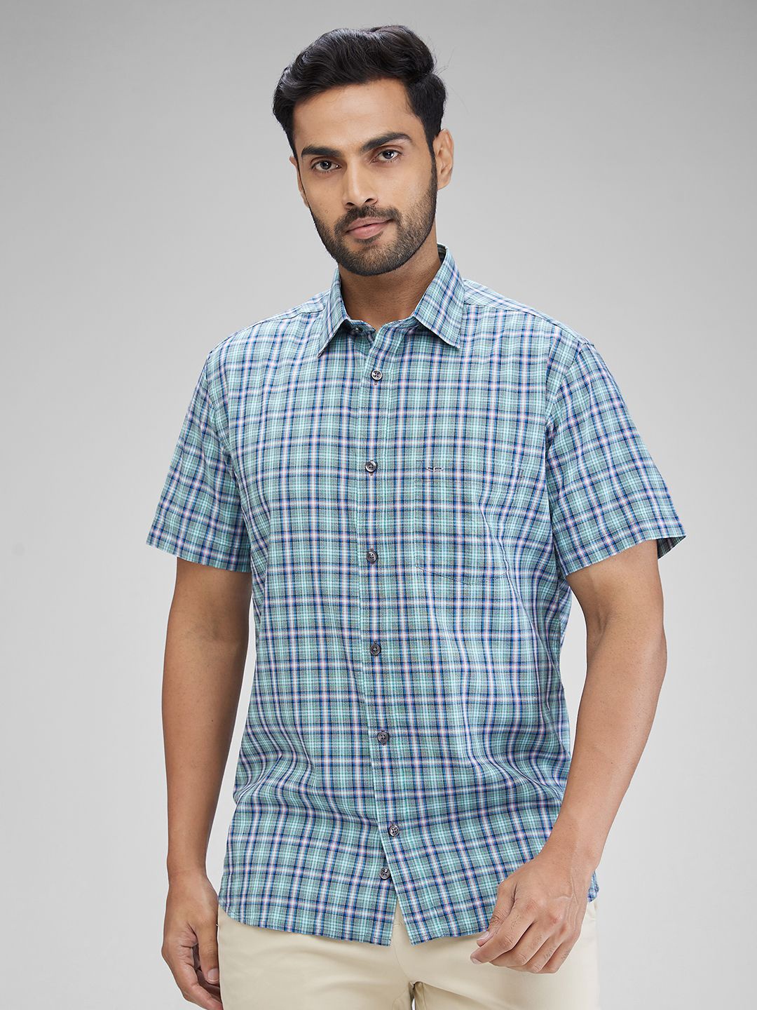 

ColorPlus Men Tartan Checks Opaque Checked Casual Shirt, Green