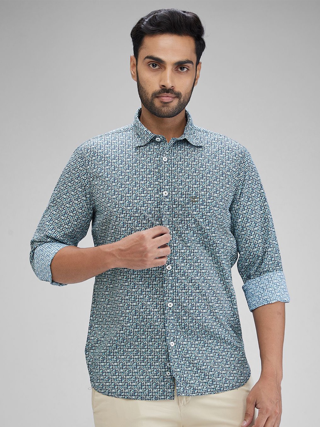 

ColorPlus Men Floral Opaque Printed Casual Shirt, Blue