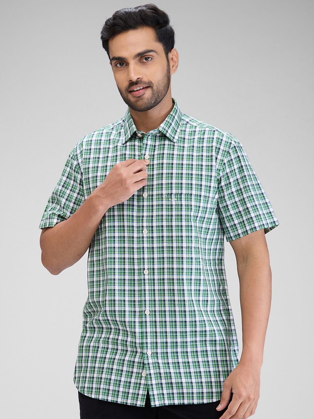 

ColorPlus Men Tartan Checks Opaque Checked Casual Shirt, Green