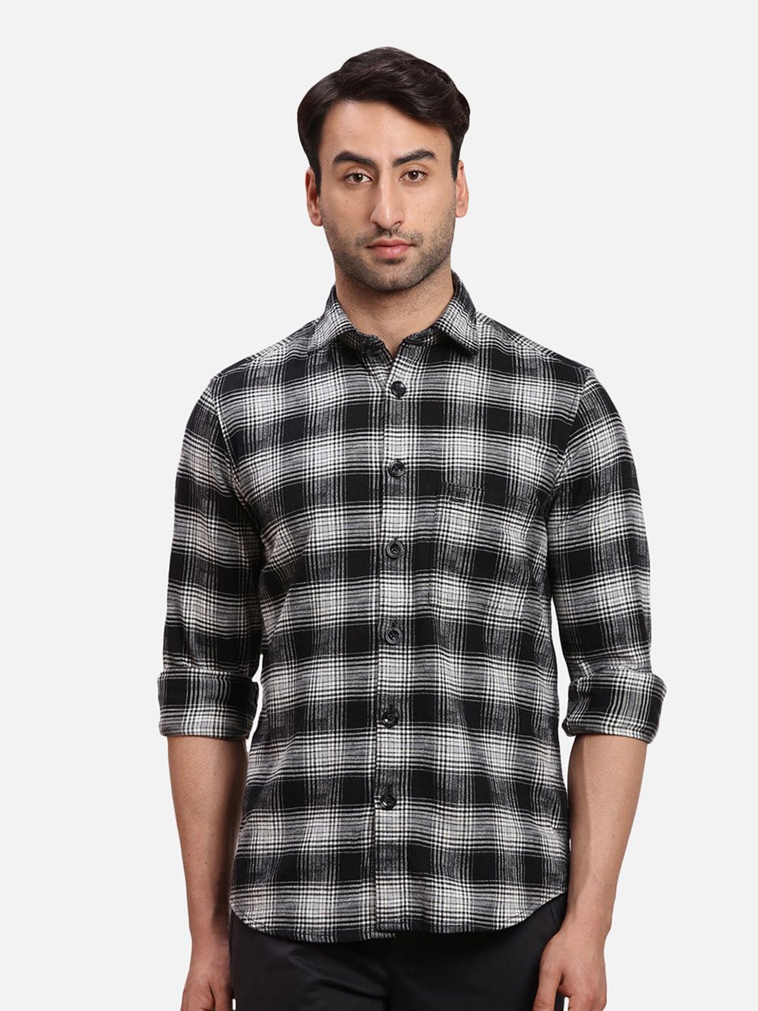 

ColorPlus Men Opaque Checked Casual Shirt, Black