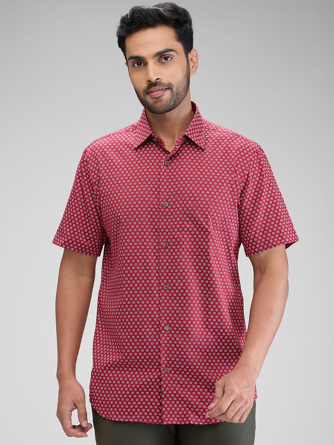 

ColorPlus Men Opaque Printed Casual Shirt, Red