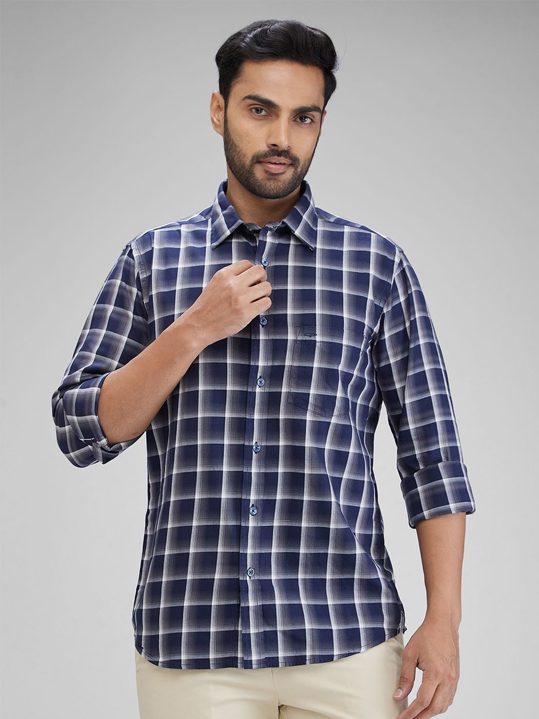 

ColorPlus Men Tartan Checks Opaque Checked Casual Shirt, Blue