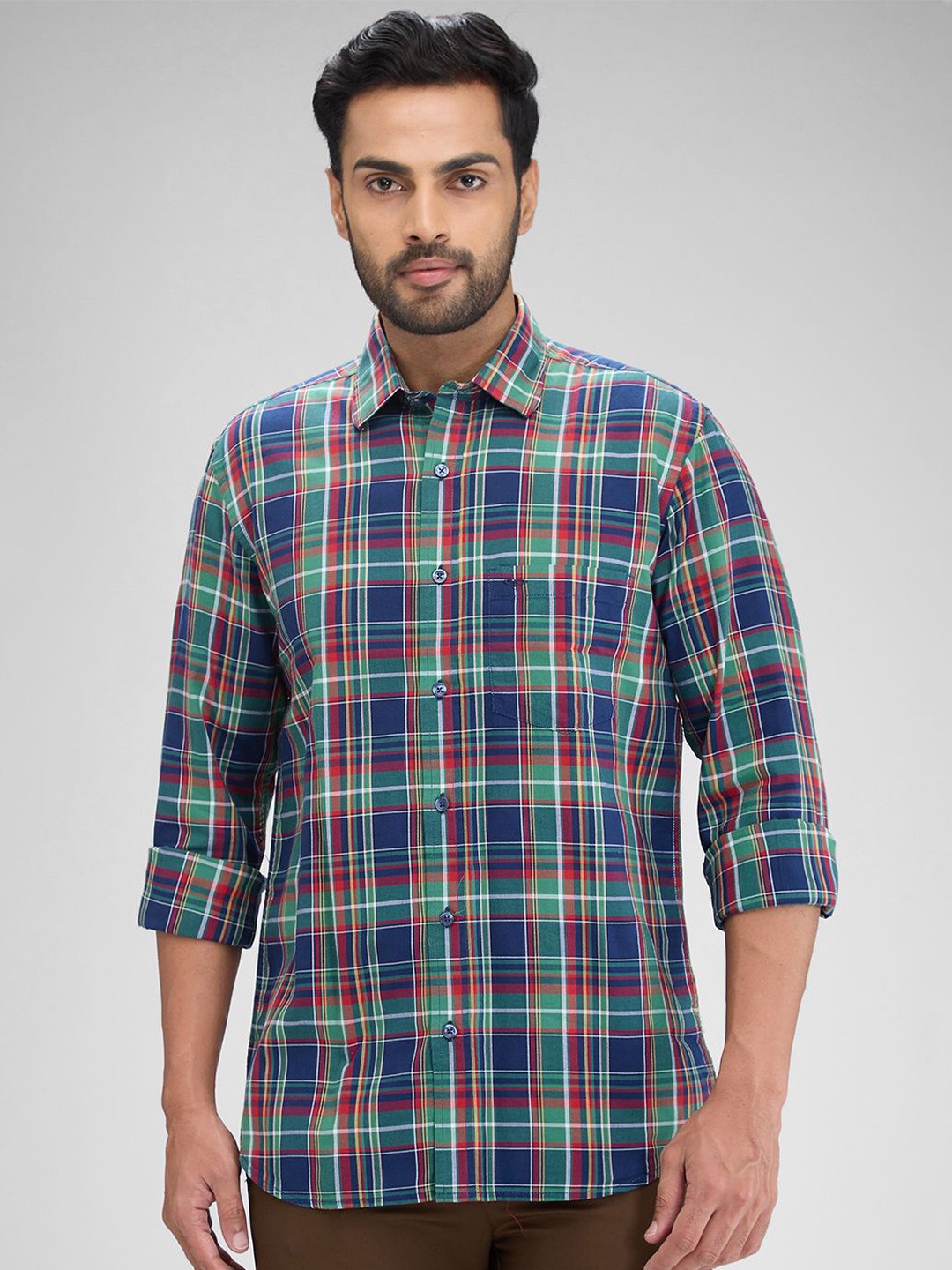 

ColorPlus Men Tartan Checks Opaque Checked Casual Shirt, Green