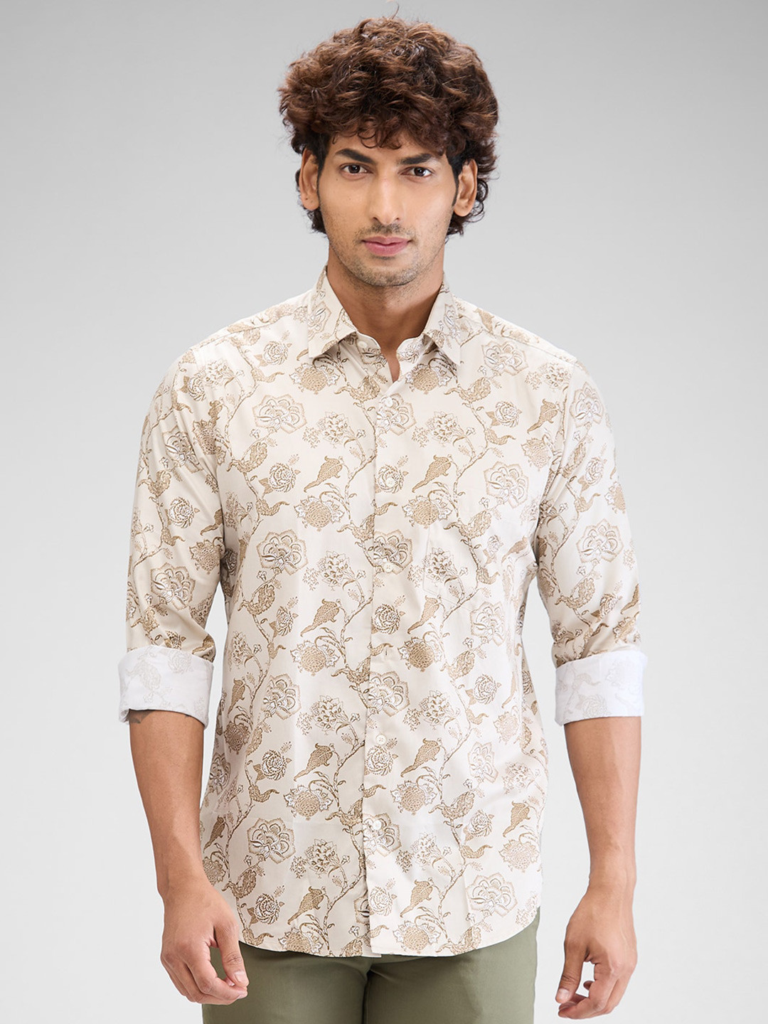 

ColorPlus Men Floral Opaque Printed Casual Shirt, Beige