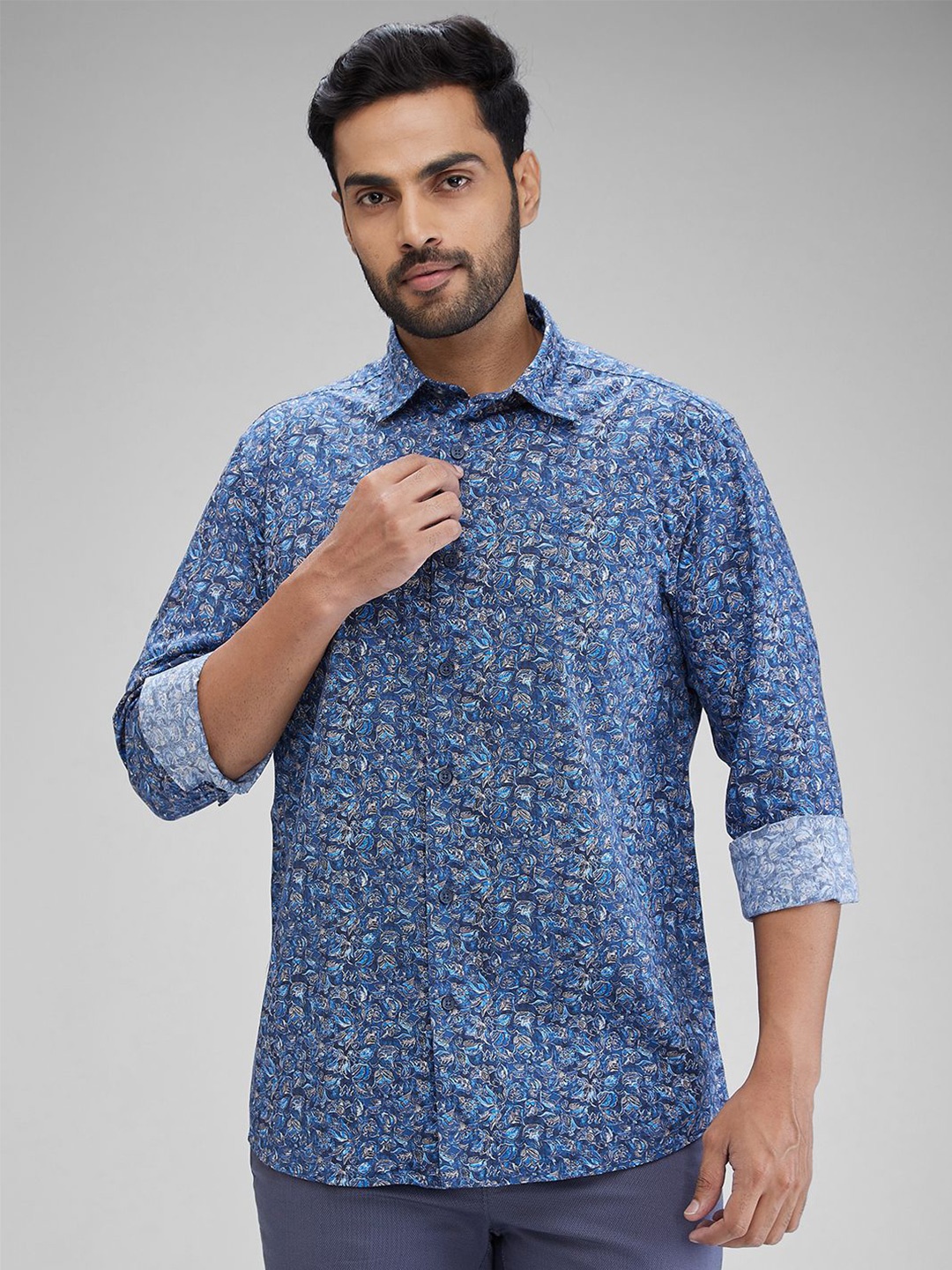 

ColorPlus Men Tailored Fit Floral Opaque Printed Casual Shirt, Blue