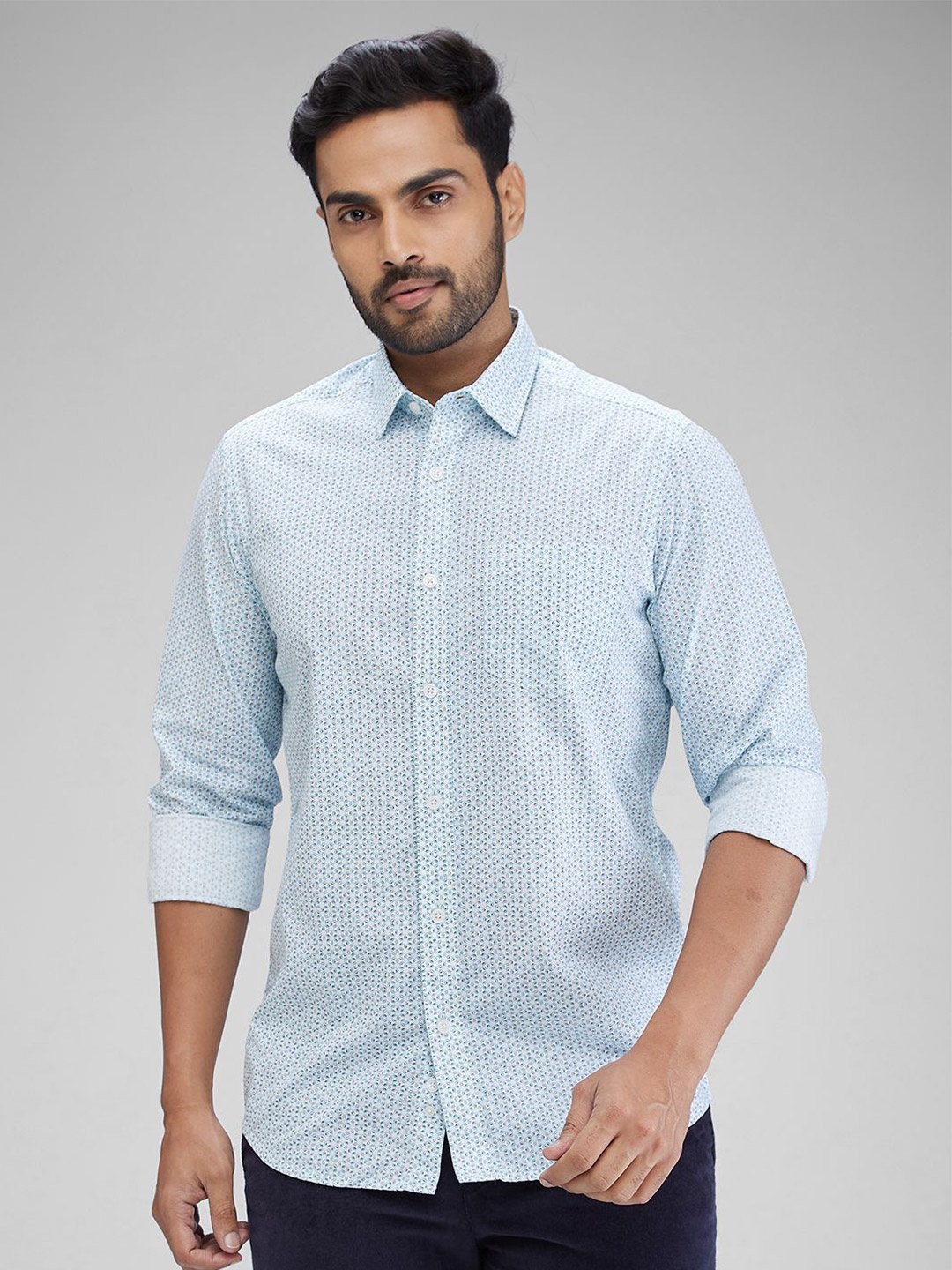

ColorPlus Men Contemporary Opaque Printed Casual Shirt, Green