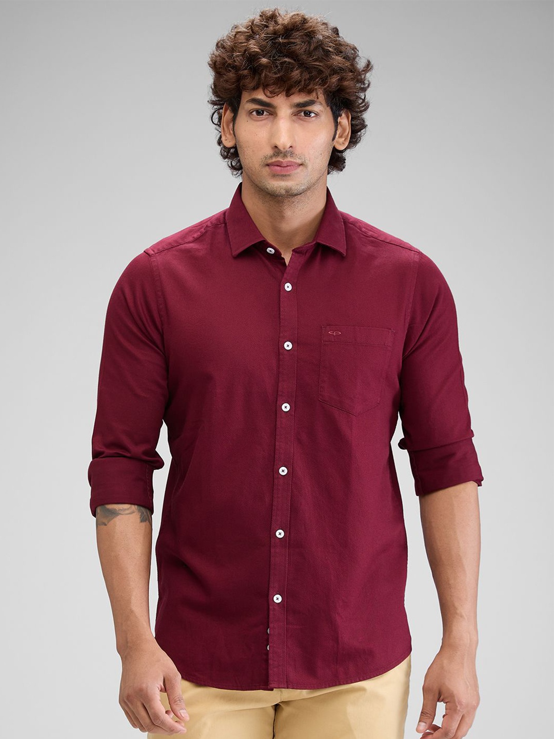 

ColorPlus Men Contemporary Opaque Casual Shirt, Maroon