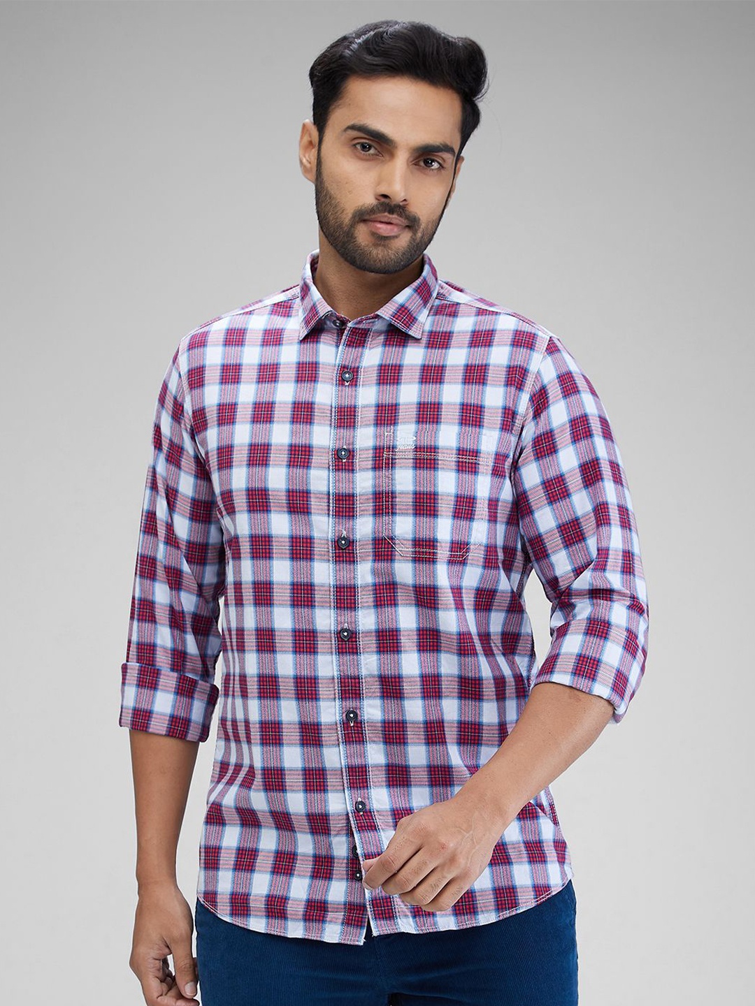 

ColorPlus Men Contemporary Tartan Checks Opaque Checked Casual Shirt, Red
