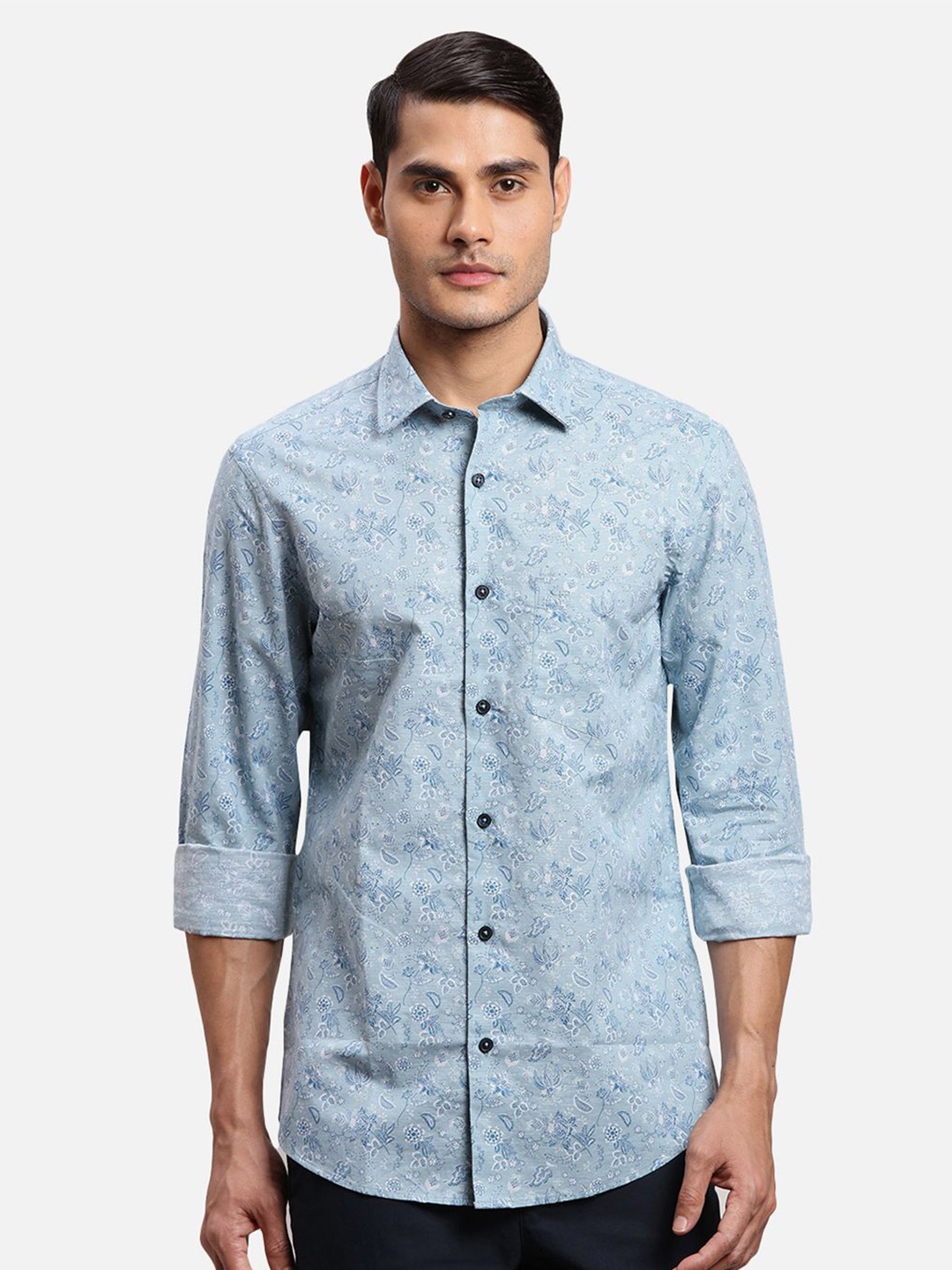 

ColorPlus Men Floral Opaque Printed Casual Shirt, Blue