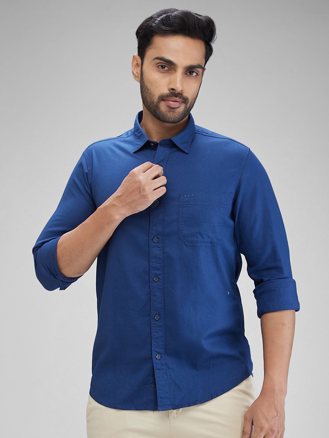 ColorPlus Men Slim Fit Opaque Casual Shirt, Blue