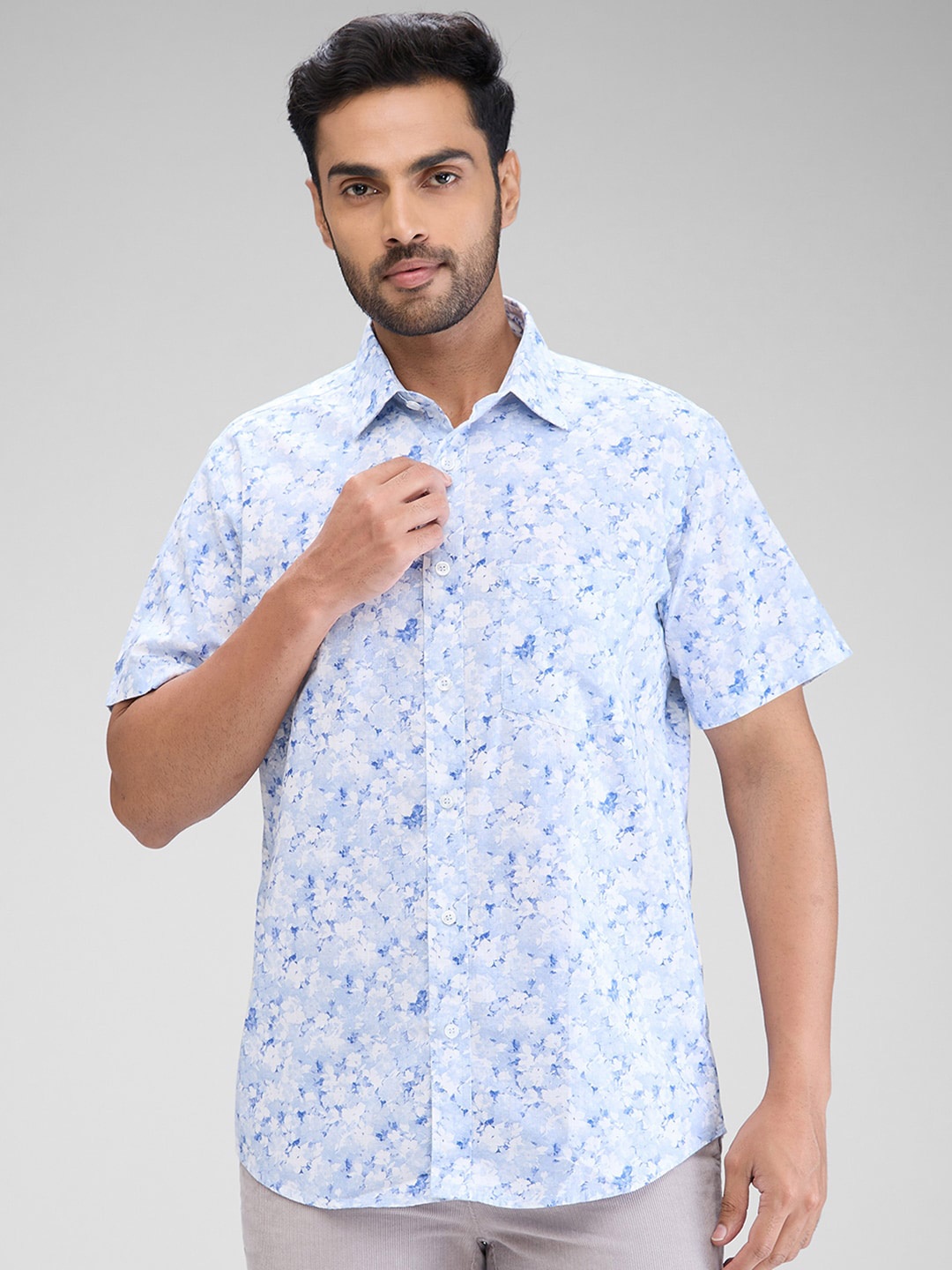 

ColorPlus Men Tailored Fit Floral Opaque Printed Casual Shirt, Blue