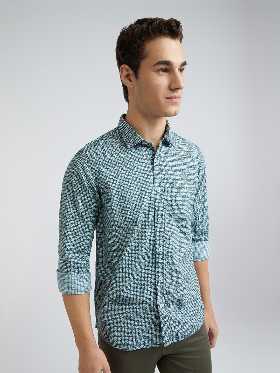 

ColorPlus Men Slim Fit Floral Opaque Printed Casual Shirt, Blue