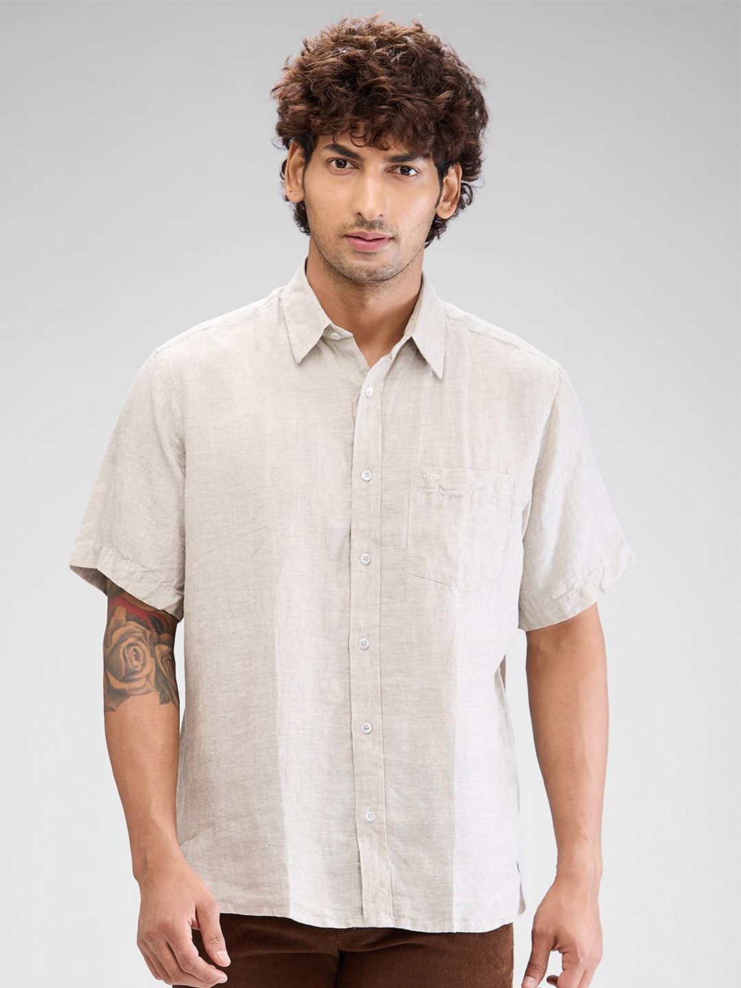 

ColorPlus Men Comfort Opaque Casual Shirt, Beige