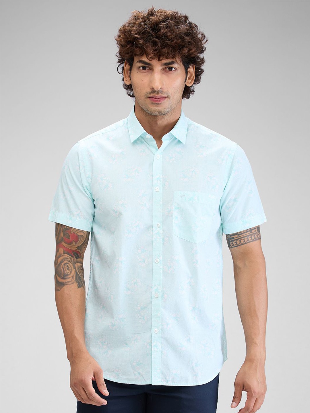 

ColorPlus Men Tailored Fit Opaque Printed Casual Shirt, Blue