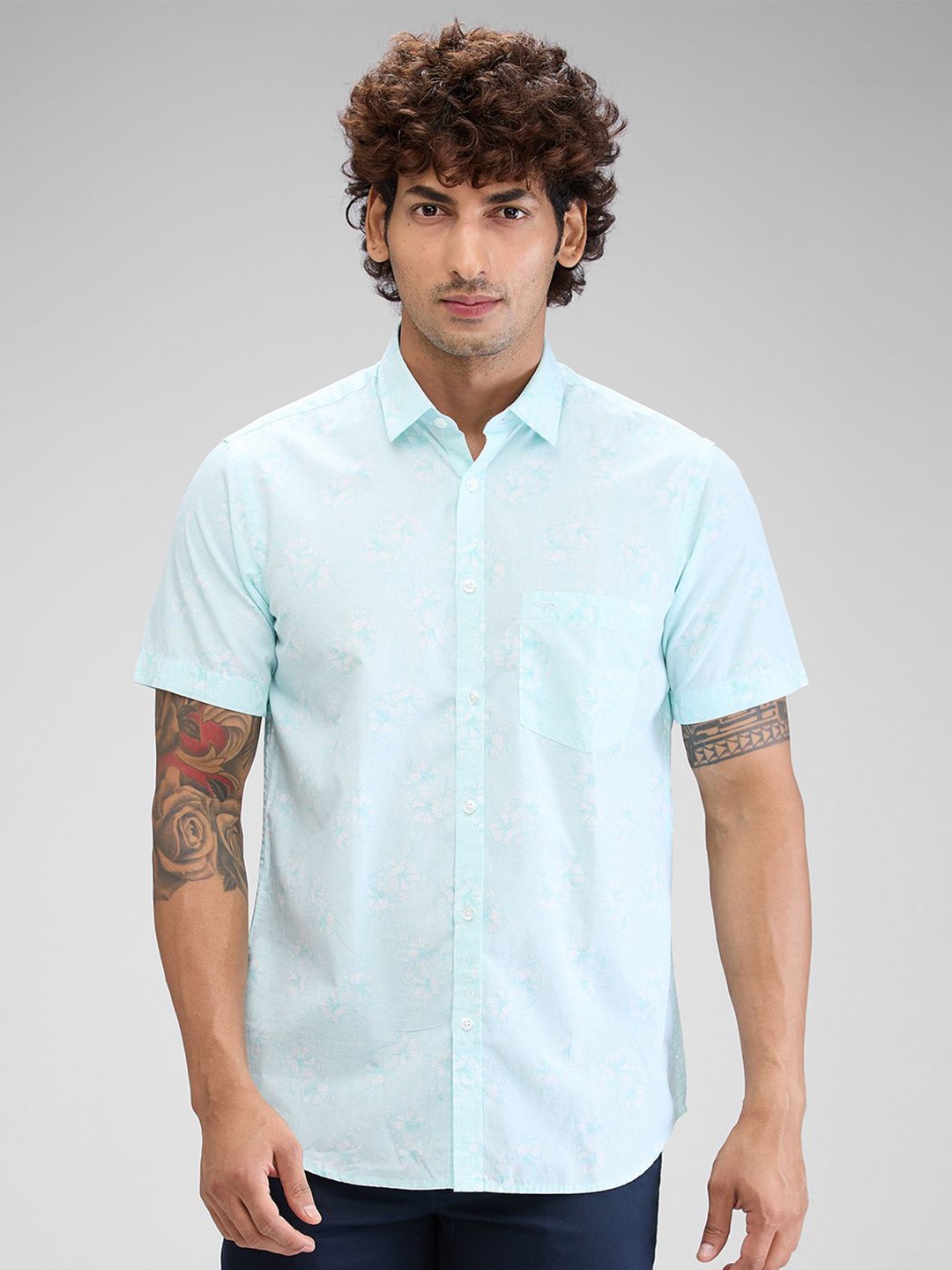 

ColorPlus Men Tailored Fit Opaque Printed Casual Shirt, Blue