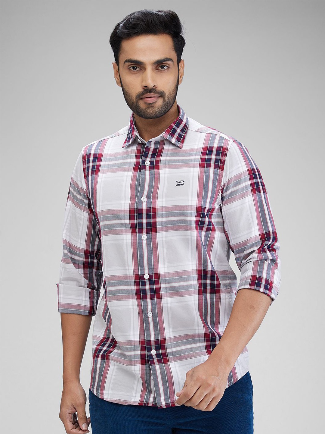 

ColorPlus Men Contemporary Tartan Checks Opaque Checked Casual Shirt, Red