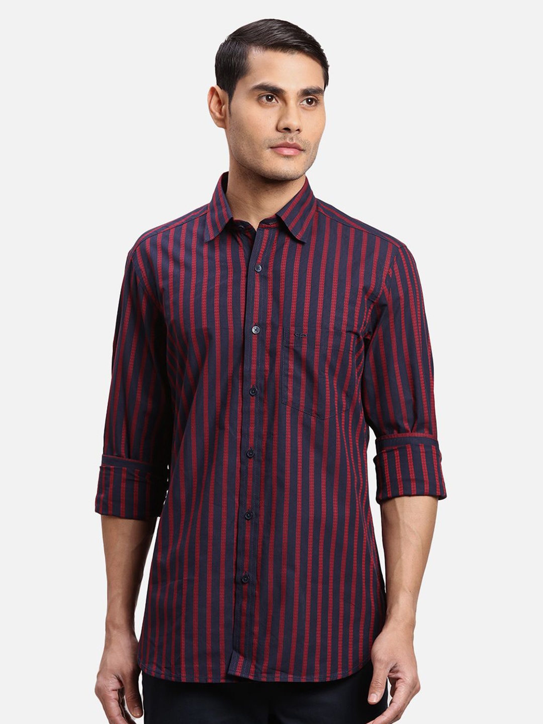 

ColorPlus Men Opaque Striped Casual Shirt, Blue