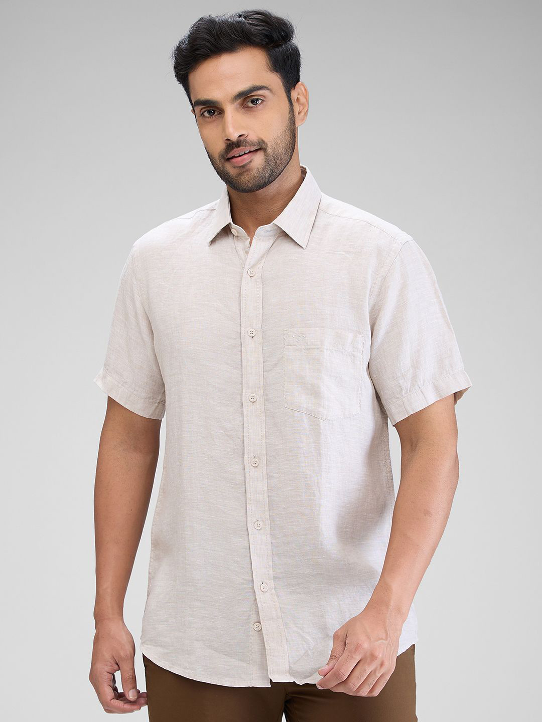 

ColorPlus Men Tailored Fit Opaque Casual Shirt, Beige
