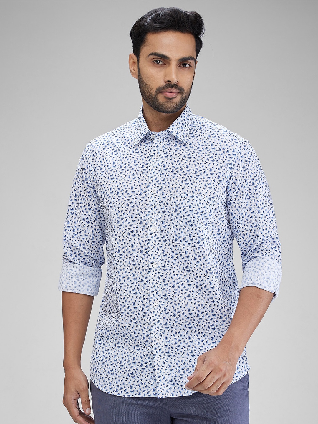 

ColorPlus Men Floral Opaque Printed Casual Shirt, Blue